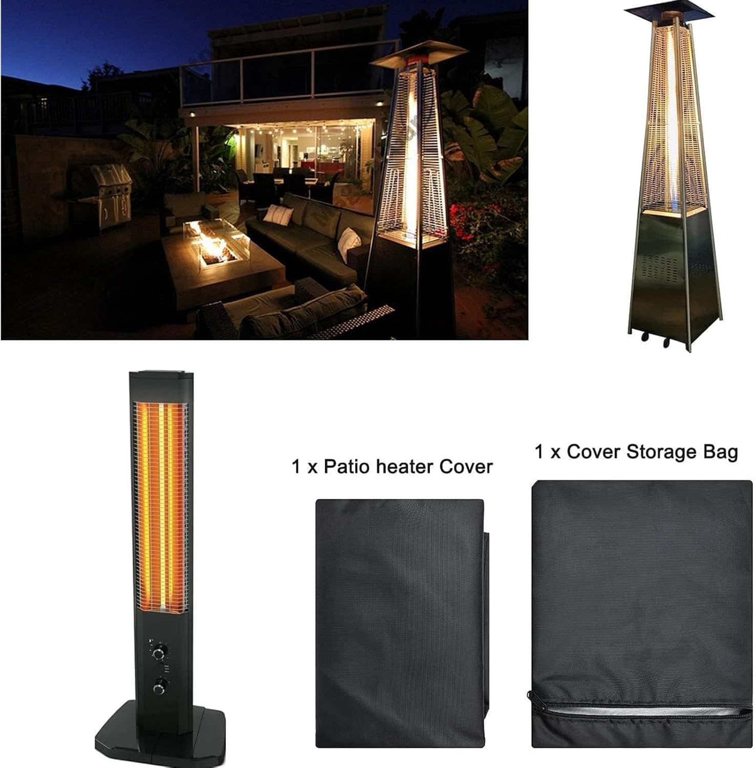 Heater Cover | Dustproof Waterproof Shield | Heavy Duty Windproof Heater Covers - for Yard Pathway Backyard Patio Beach Pool Balcony Deck Camping Hotels Restaurants image number 1