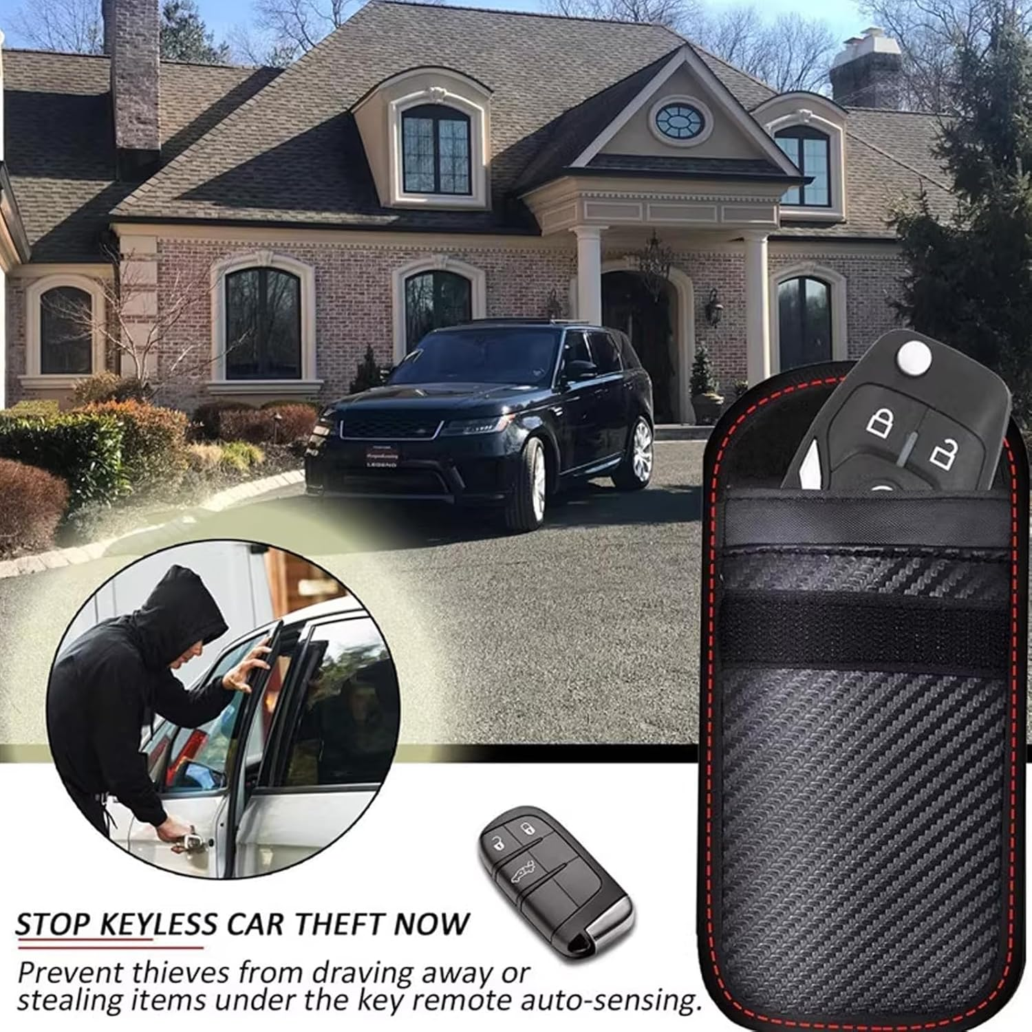 3 Pcs Faraday Pouch for Car Keys - Signal Blocking Bags, Includes Hooks and Fixed Key Rings; RFID Blocking Case for Car Security, Anti-Theft, and Signal Protection