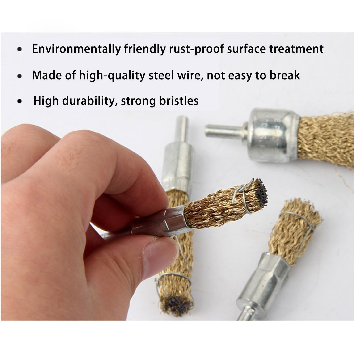 Roczential 9 Pack Brass Wire Brush for Drill, Wire Wheel Brush Cup Set, Wire Wheel for Drill , 1/4 Inch Arbor Carbon Steel Bristles for Cleaning Rust, Paint, Abrasive