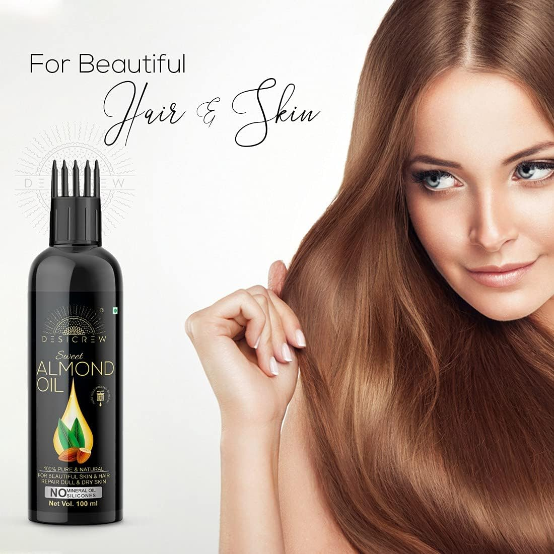 Desicrew Pure Jojoba & Sweet Almond Cold Pressed Oil with Applicator for Skin , Body & Hair Care in Combo Pack of 2 (100Ml + 100Ml) image number 2