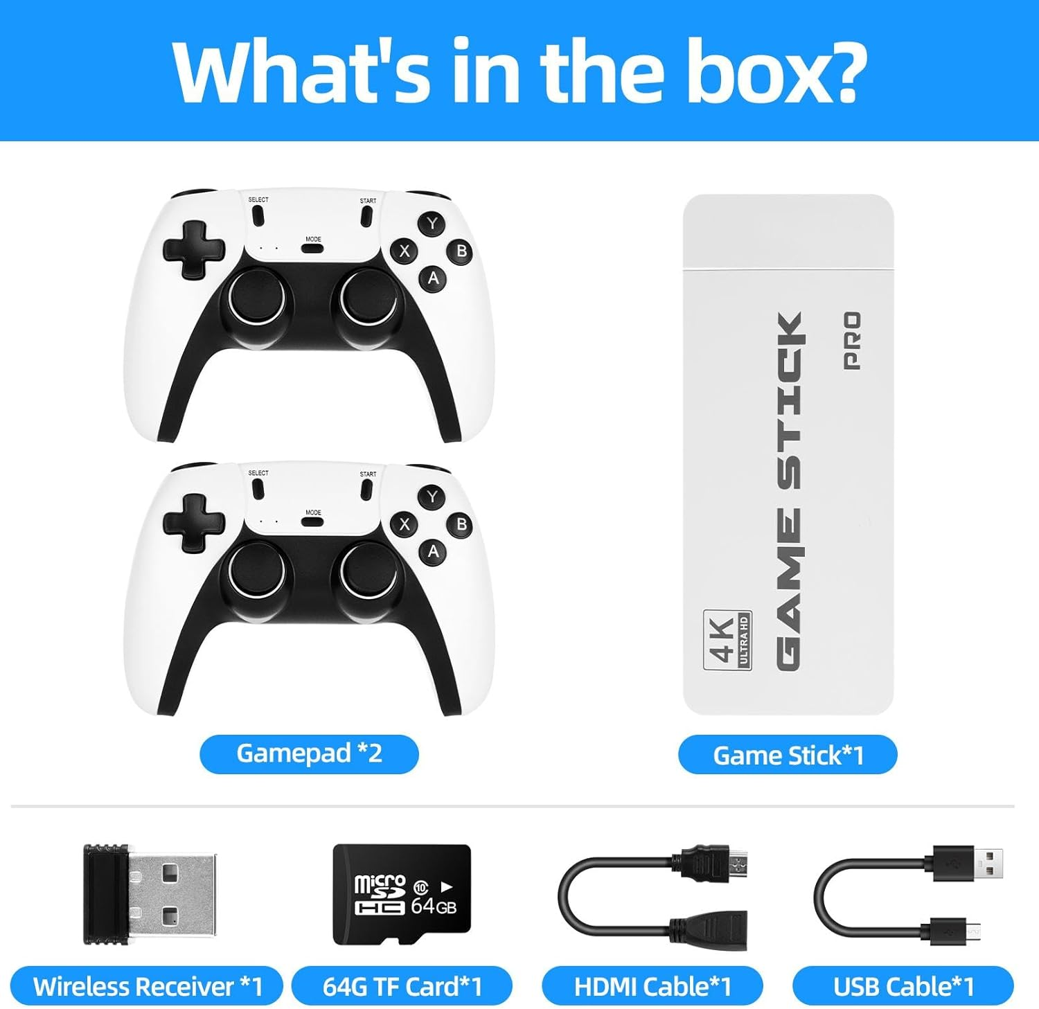 Retro Game Console/Video Game Consoles, with 2Pack Game Controllers, 30000 Games, 64GB Integrated Card & 1080P/720P HDMI Arcade Screen image number 5