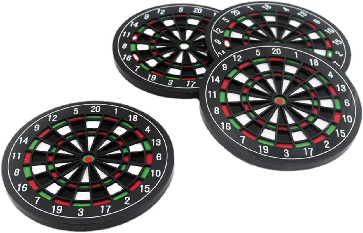 MEDOYOH Set of 4 Dartboard Drinks Coasters, Non-Slip Beer Coasters, Washable Funny Coasters, Heat Resistant for Coffee, Beer Cups, Wine, Glass, Bottle, Home, Pub, Bar image number 3