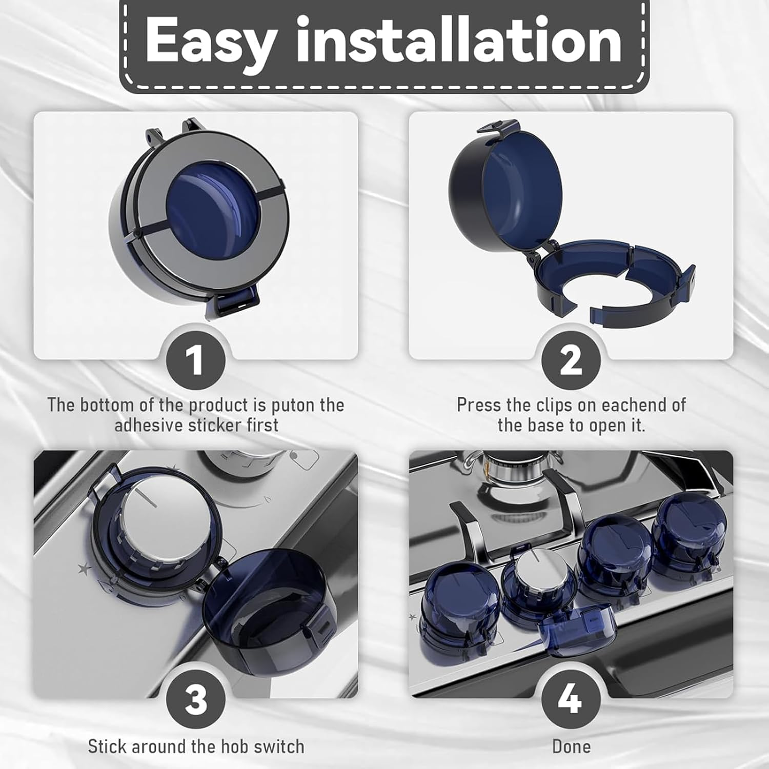 Stove Knob Safety Covers, 4-Pack, Heat-Resistant Baby Proof Press Oven Gas Stove Knob Locks image number 5