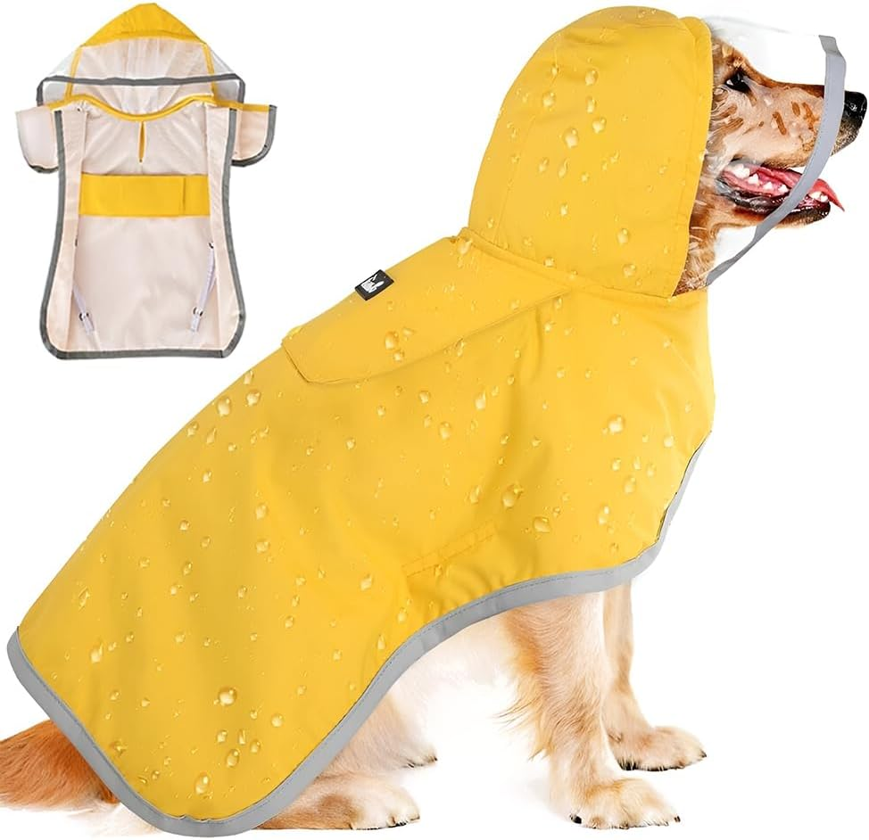 Adjustable Dog Raincoat with Hood, Waterproof Pet Rain Jacket with Reflective Strips, Lightweight & Safe Dog Poncho, Suitable for Pet Outdoor Walks image number 5