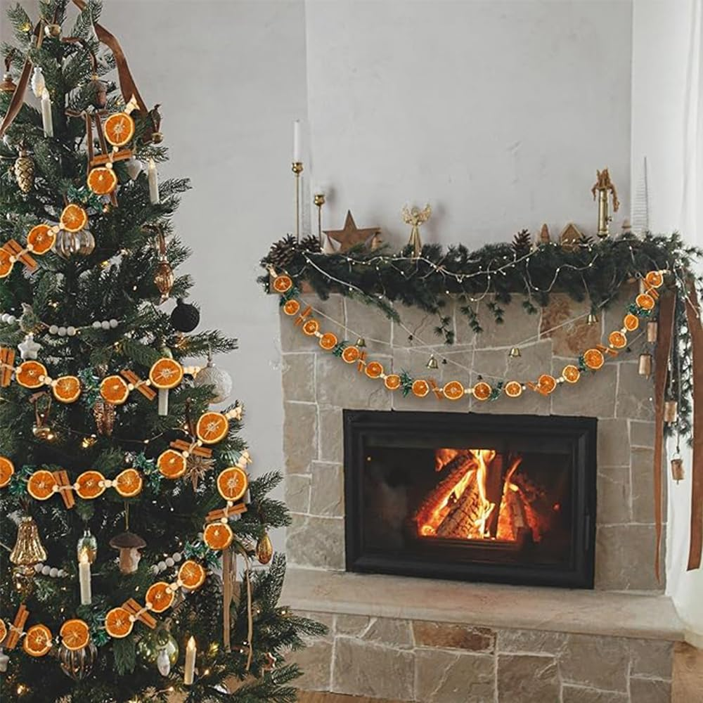 10 Ft Dried Orange Slice Christmas Garland - Realistic Farmhouse Christmas Decor for Xmas Tree Holiday Wedding Fireplace Mantle Indoor Decor image number 1