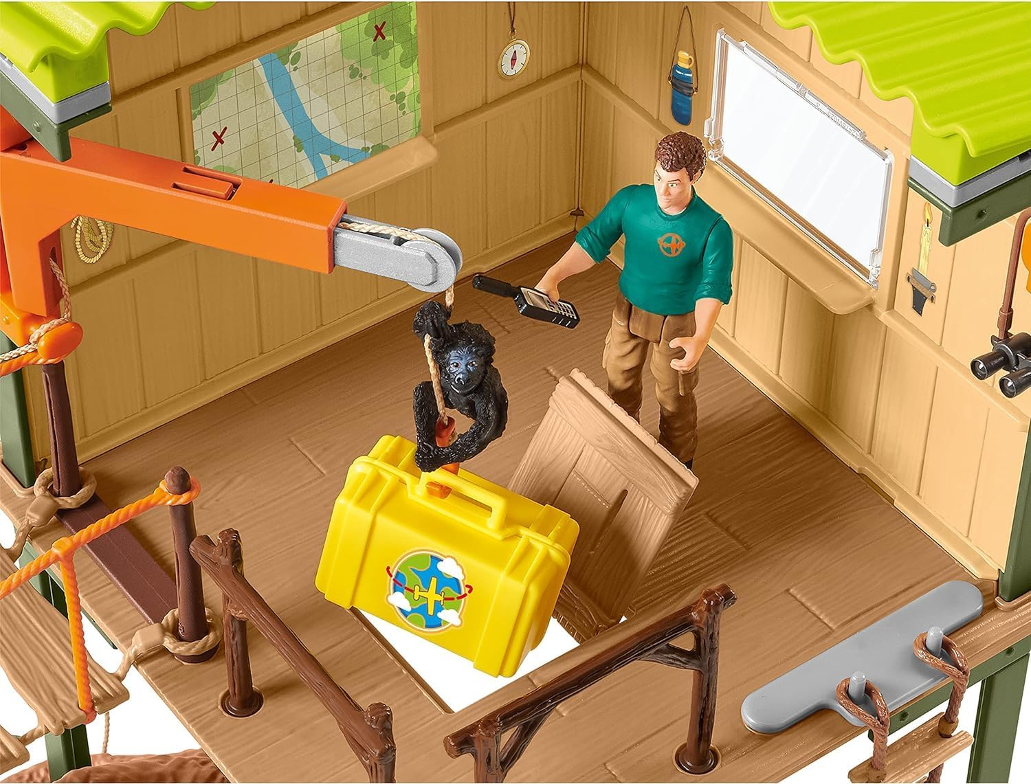 Schleich Wild Safari Animal Toys Playset - Ranger Adventure Station with Alligator, Tiny Turtles, Baby Monkey, and Black Panther, Figurines for Kids Both Boys and Girls Age 3 and above (42594) image number 6