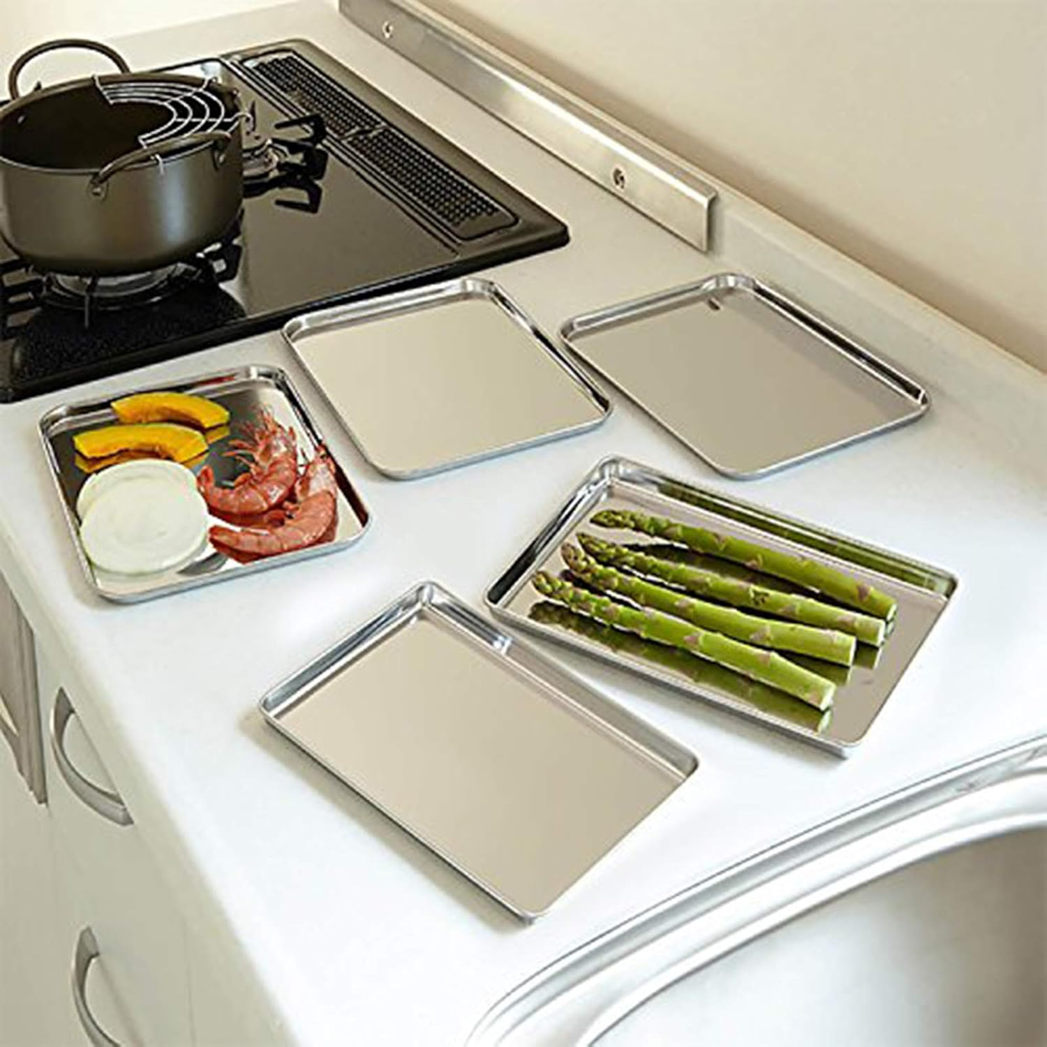 Baking Tray, Haware Stainless Steel Oven Tray, Cake Tray, Set of 2, 40 X 30 X 2.5 Cm, Rectangular Grease Pan Oven Tray for Baking & Serving, Non-Toxic and Healthy, Easy to Clean and Dishwasher Safe image number 5