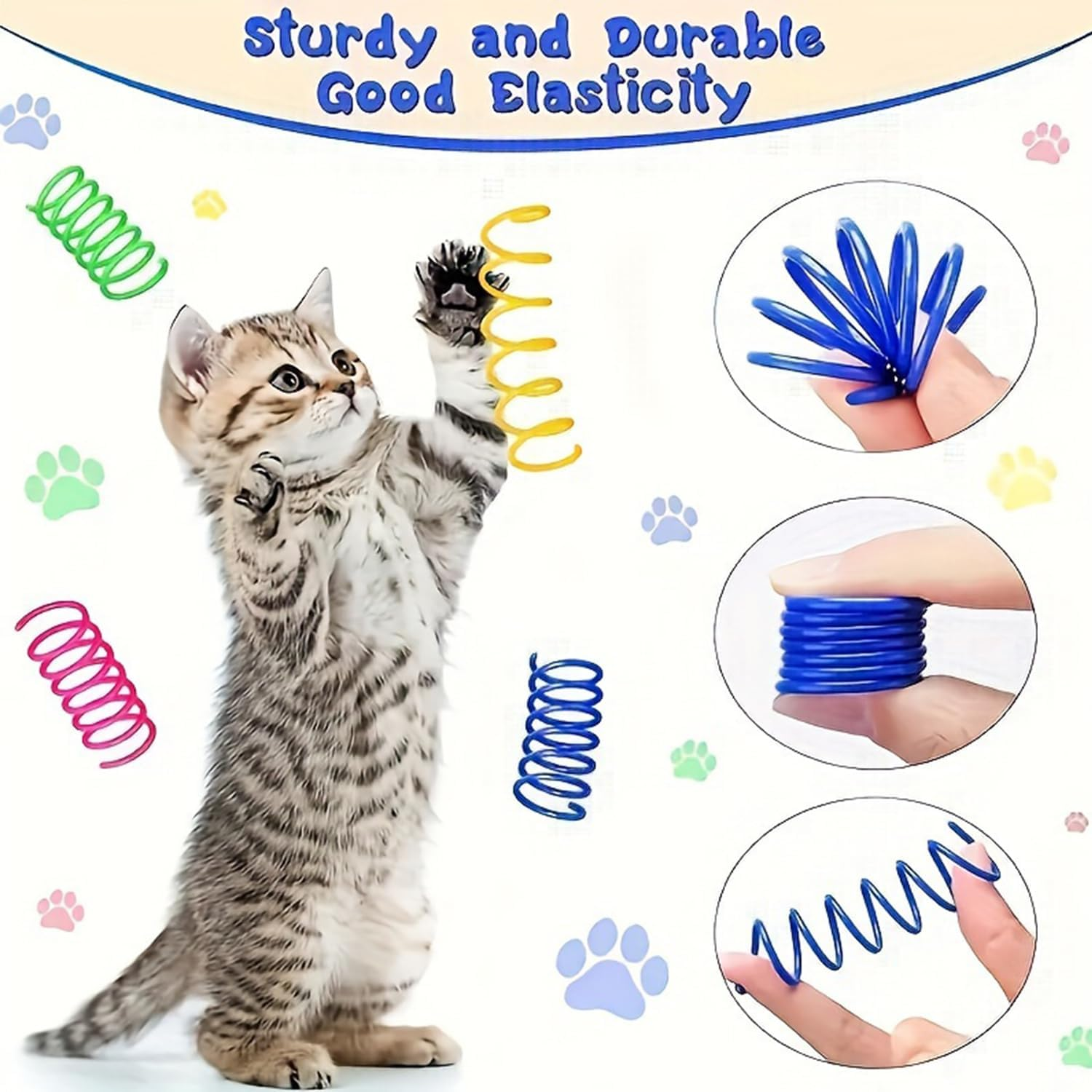 Trabag Cat Spring Toy - Plastic Spiral Springs, Spiral Cat Toy, Toy Spiral Springs, Novelty Pet Toy, Colourful Spiral Springs, Spring Spiral for Cats (Pack of 20)