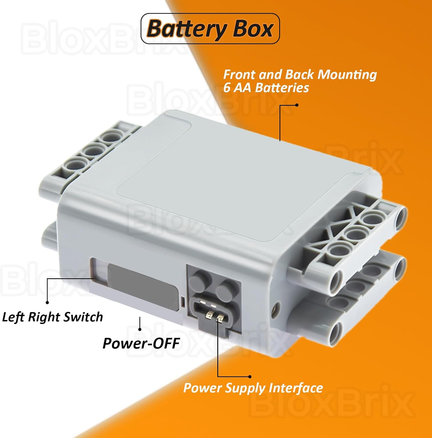Bloxbrix 24 Pcs Power-Function Kit Motor-Remote-Control Aa-Battery-Box-8881 Light Cable Control Switch Technical-Parts, Motor Power Change Parts Compatible with Major Brands image number 5