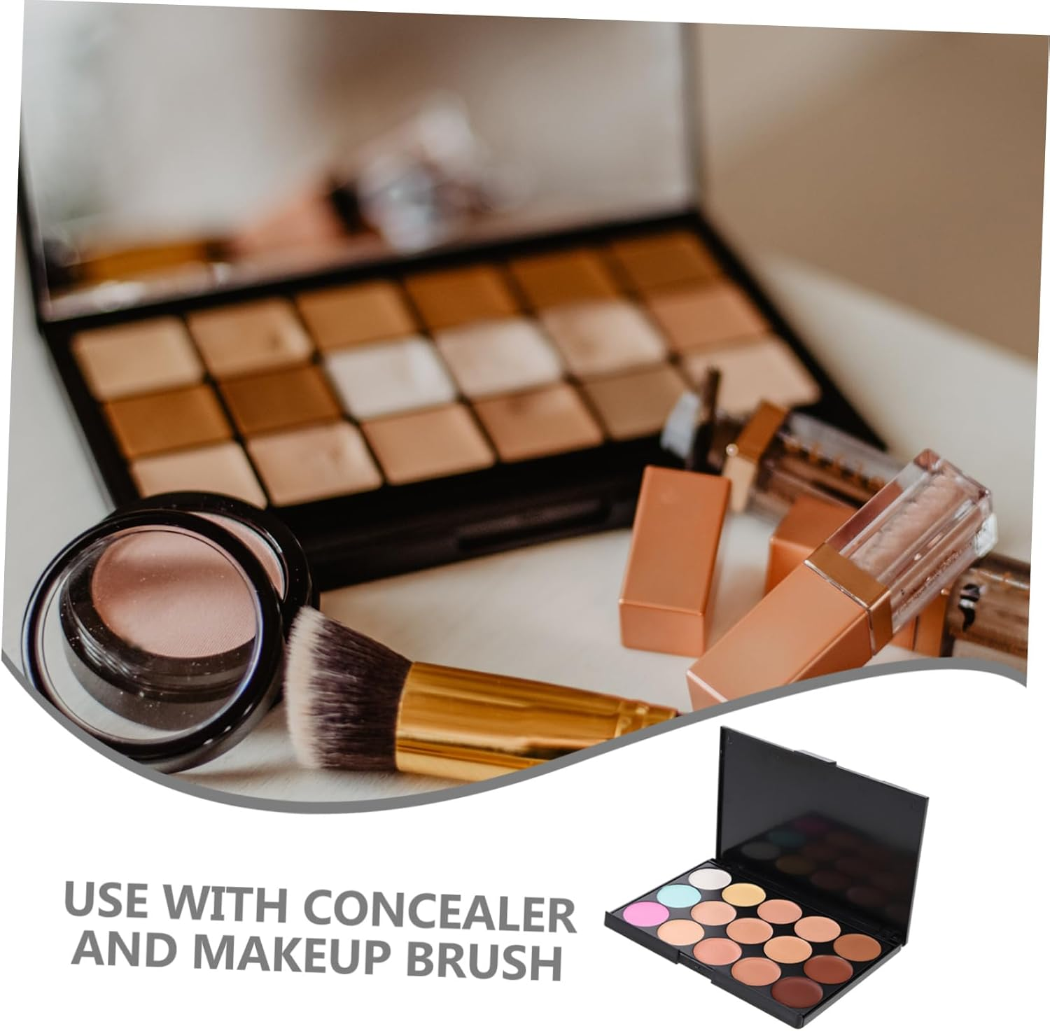 Generic 2Pcs Concealer Palette with Multi-Function Shading Powder and Makeup Brushes for Women Soft Matte Blendable Cream for Skin Scar Concealing Contour Highlight Kit for Natural Finish image number 2