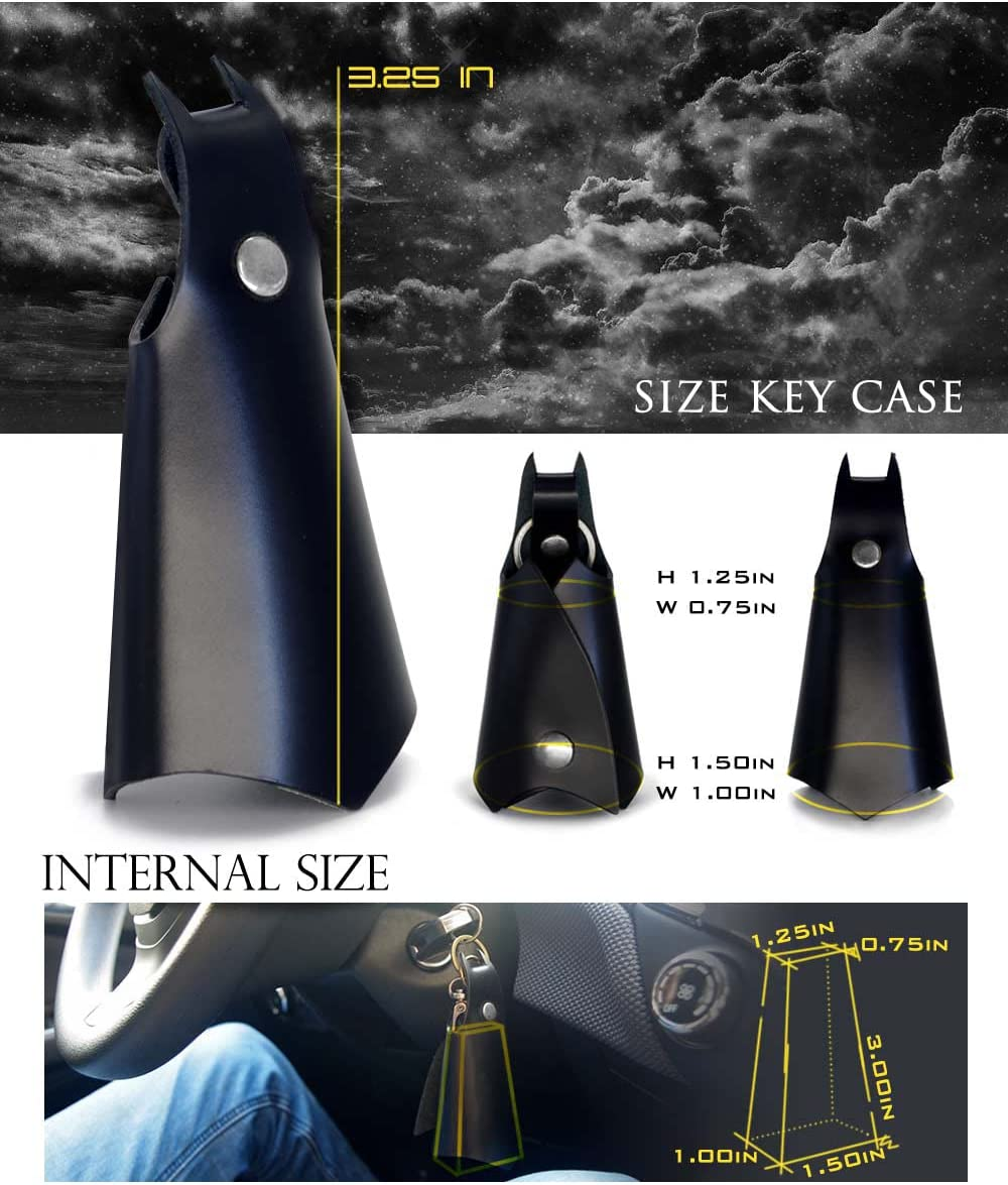 CAILLU POP Keychain Leather Bat for Car Key Fob Case,Leather Keys Ring Cover Holder,Man BMW Key Chain - Black Bat image number 6