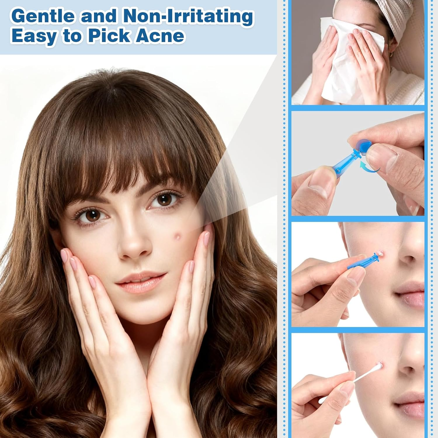 Sterile Acne Needles 100Pcs - 0.01Mm Ultra Fine Needle Tip, Stainless Steel Blackhead Extractor for Painless Acne Removal image number 2