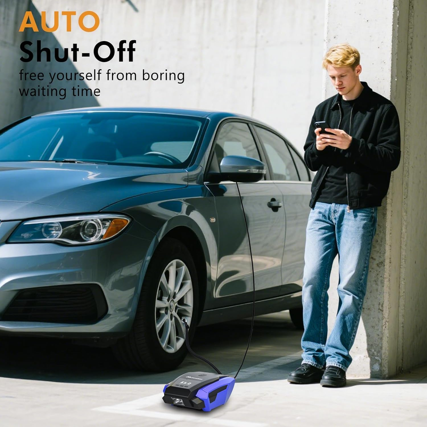 Portable Tire Inflator Air Compressor 12V DC, Auto Tyre Pump with LED Light Car Accessories, Digital Air Pump for Car Tyres, Suv,Basketballs,Bicycles,Swimming Rings (Blue) image number 2