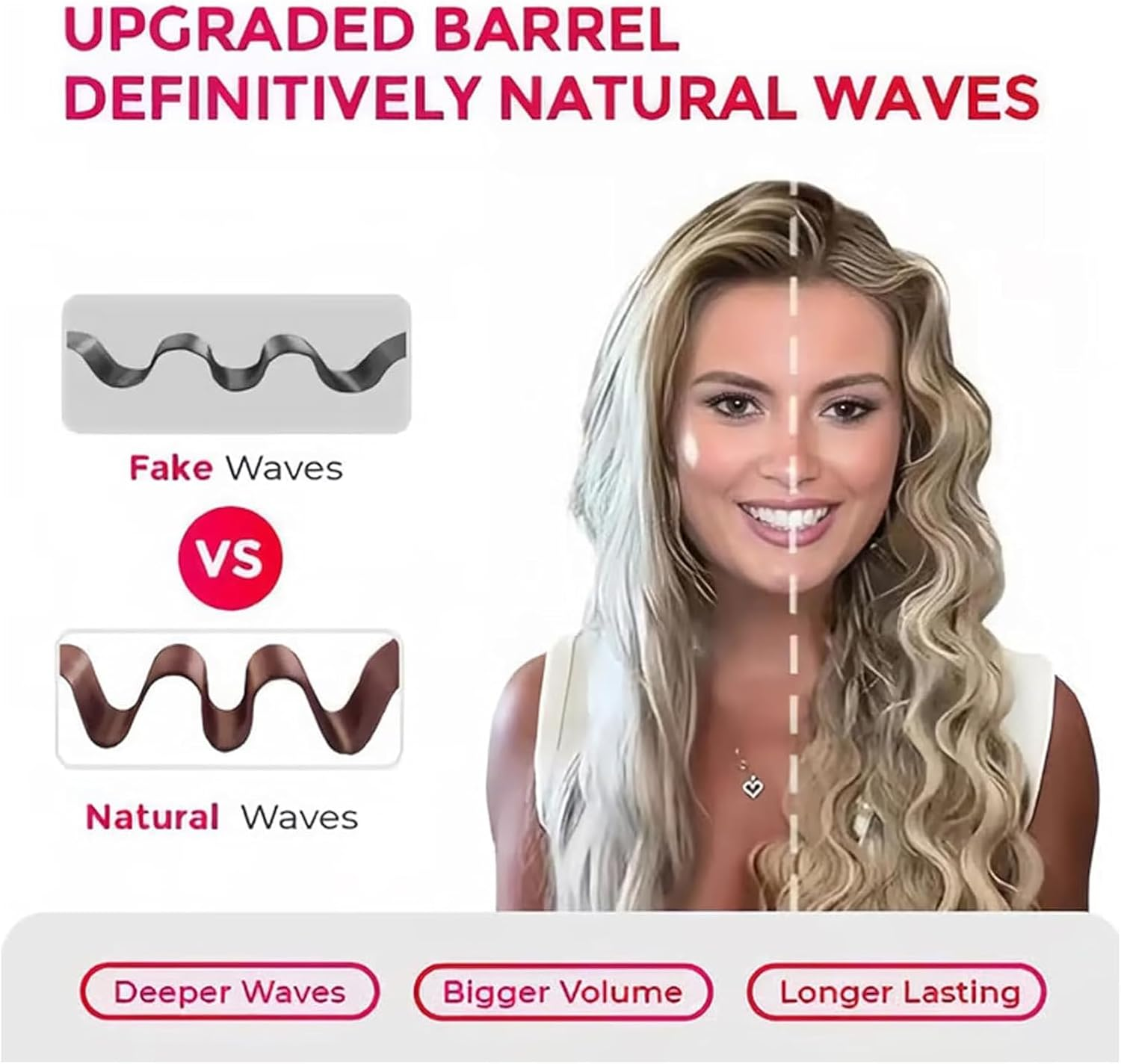 Homessencials Hair Styling Tool with Negative Ionic Technology, Homessencials French Curls Iron, Adjustable Temperatures for Quickly Creating Smooth Waves (Purple) - Pink image number 7