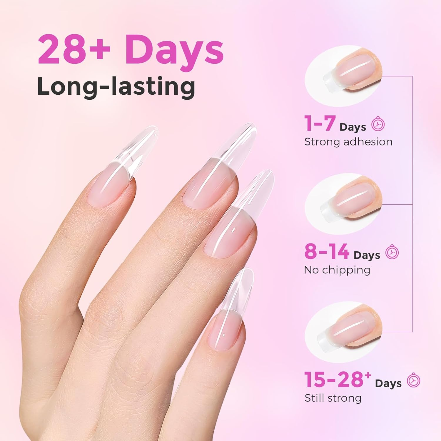 Solid Builder Nail Gel Rhinestone Glue for Nails, Clear Multifunctional Builder Gel for Nails 3D Nail Sculpting Gel Non-Sticky Nail Extension Gel & No Wipe Nail Charm Glue for Salon Home image number 3