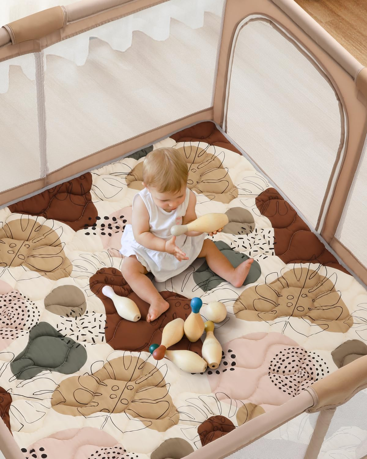 Large Baby Play Mat for Floor, 200&times;180Cm（79X71Inch Play Mats for Playpen, Thicken Soft Padding Foam Playmats for Babies, Foldable Baby，Baby Crawling Mat, Boho Design image number 1