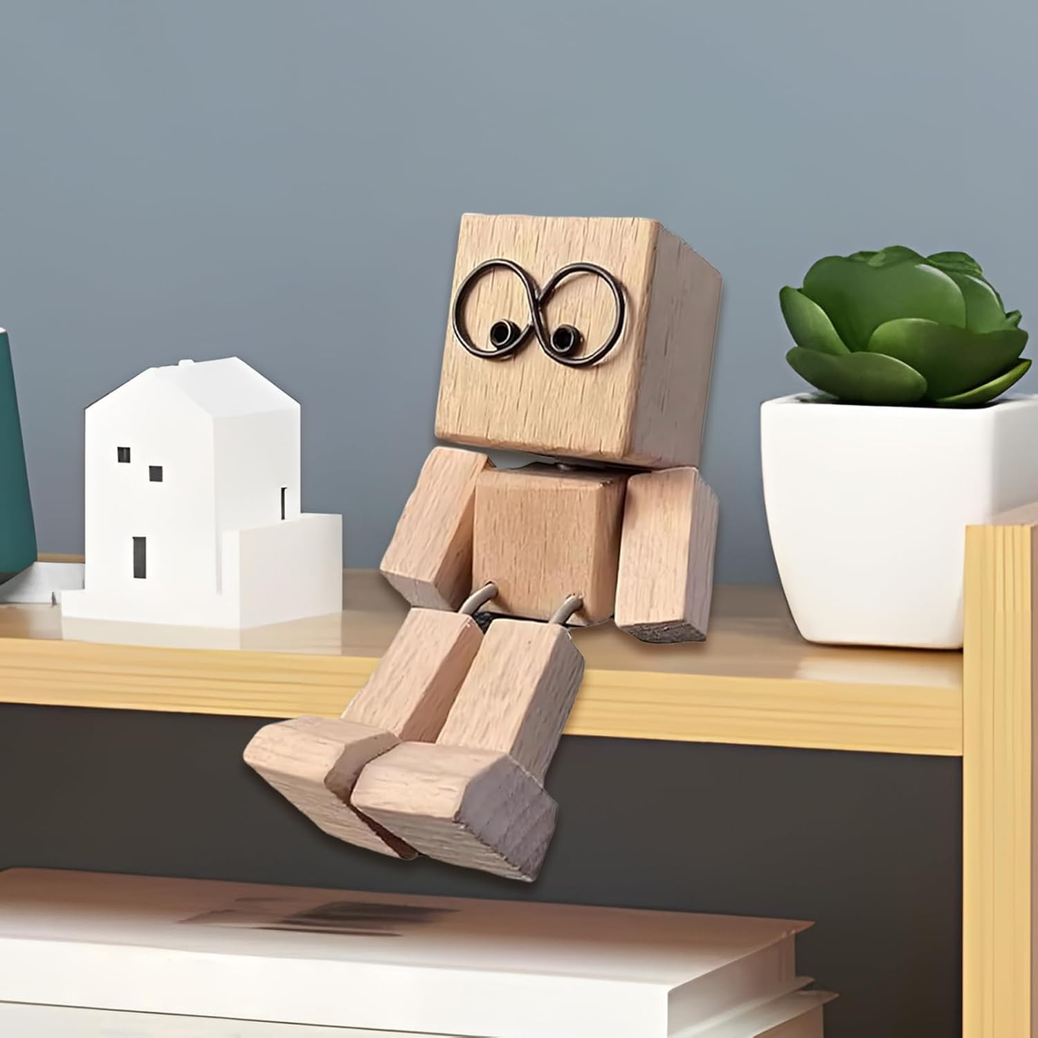 Wooden Shaking Man Dashboard Decoration, Handmade Wooden Shaking Car Ornament, Desktop Decor Car Ornaments for Truck Sedan SUV RV Dormitory Apartment Bedroom Living Room Hotel image number 1