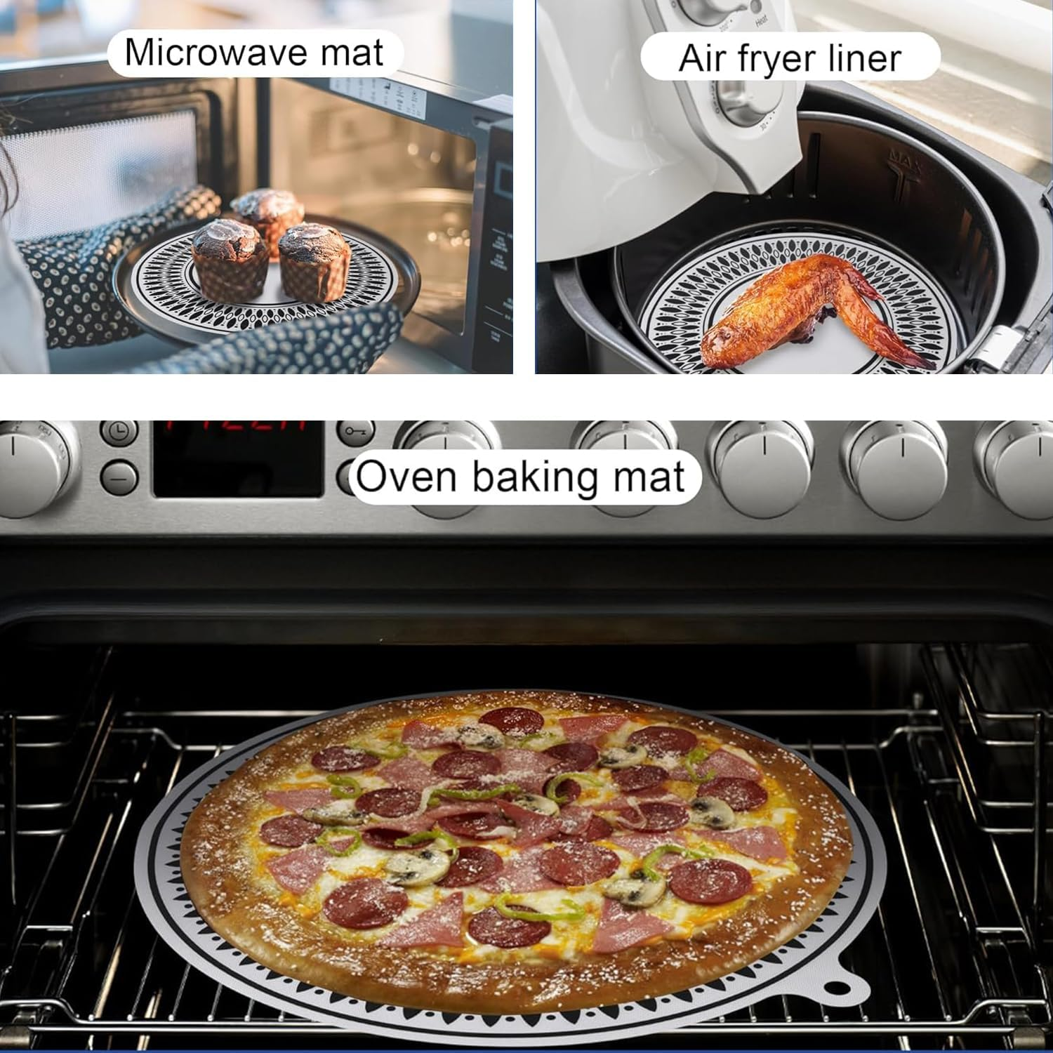 Lyfengdeam 2 Pcs Induction Cooktop Mat - Induction Hob Protector- for Induction Stove,Multifunctional Silicone Mats - Air Fryer Liners Cooktop Scratch Protector (24Cm) image number 3