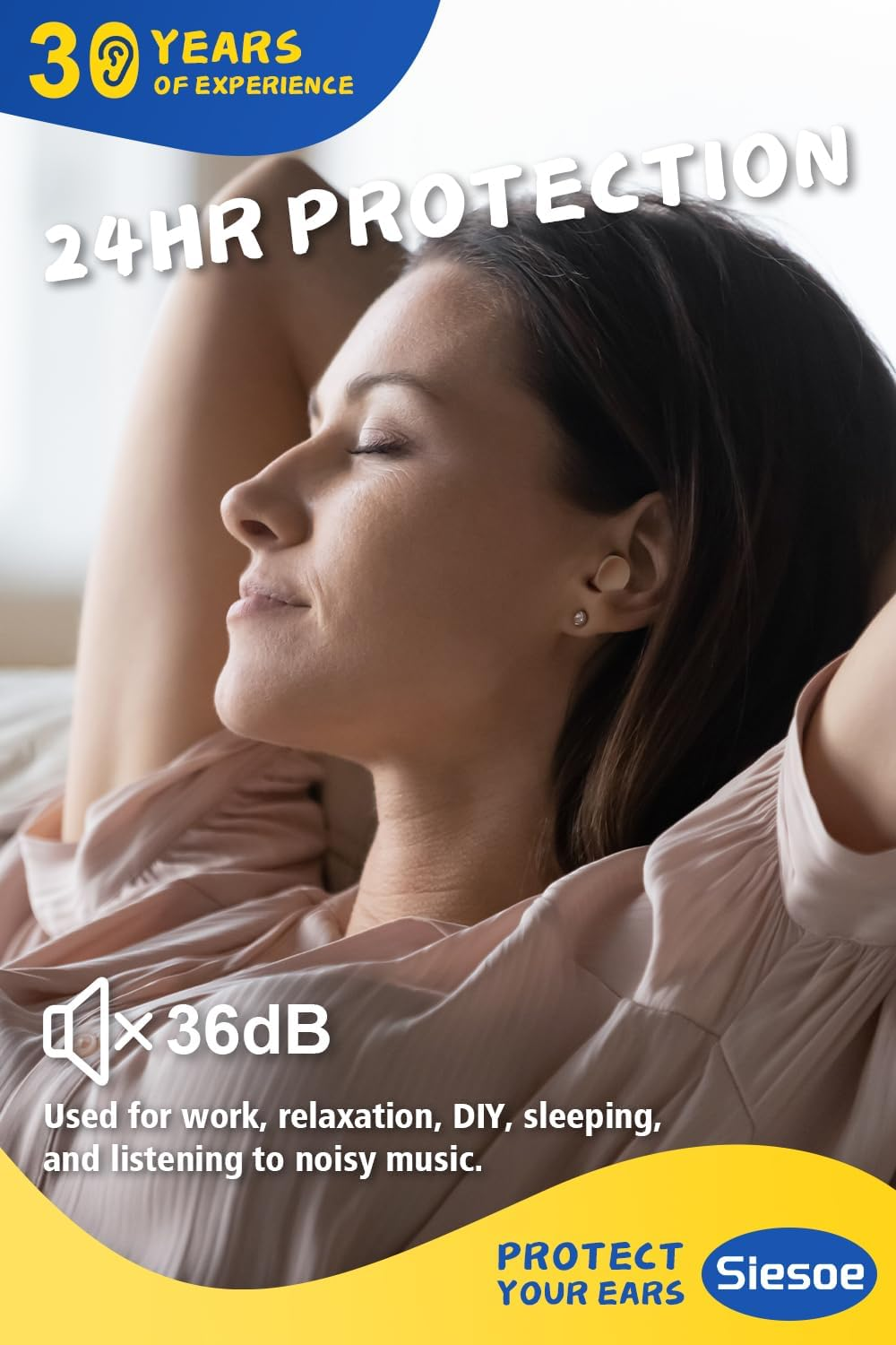 2025 Ultra Soft Foam Ear Plugs for Sleeping, Streamline Arc Design, 36Db Highest NRR, Comfortable Ear Plugs for Snoring, Travel, Concerts, Studying, Loud Noise, Work image number 6