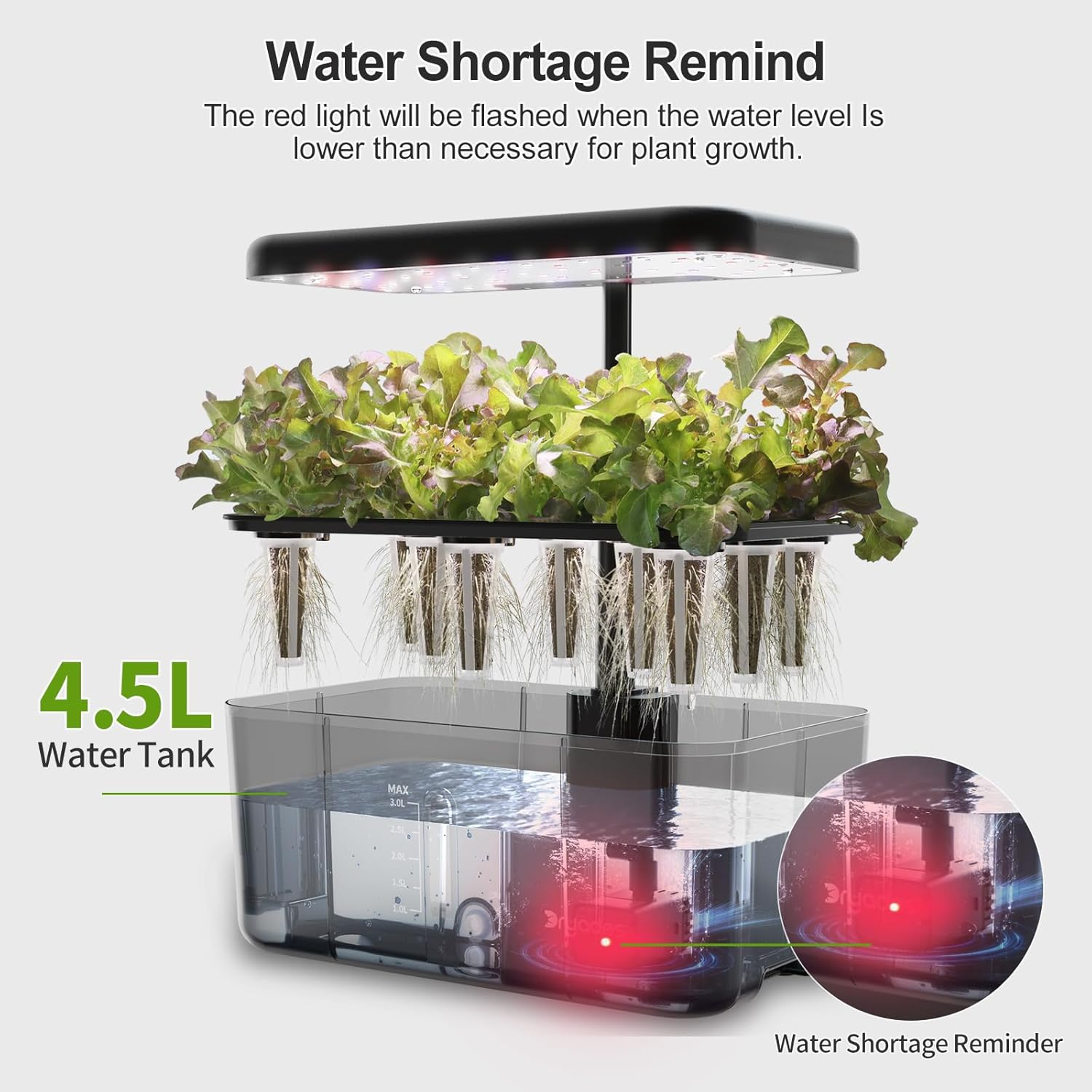 Gifts for Women Men, DRYADES Hydroponics Growing System with LED Full Spectrum Grow Light, 8 Pods Indoor Garden with Water Shortage Remind, Plant Gardening Tools for Home Kitchen School image number 3