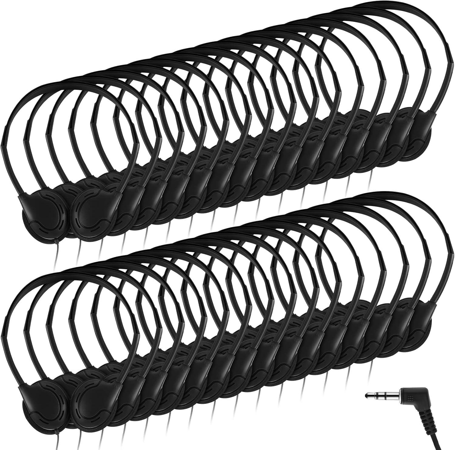 Yunsailing 30 Pack Class Set Headphones for Kids Students Bulk School Classroom Headphones over Head Earphones on Ear Earbuds Adjustable with 3.5 Mm Jack for Child Children Adults (Retro Colors)