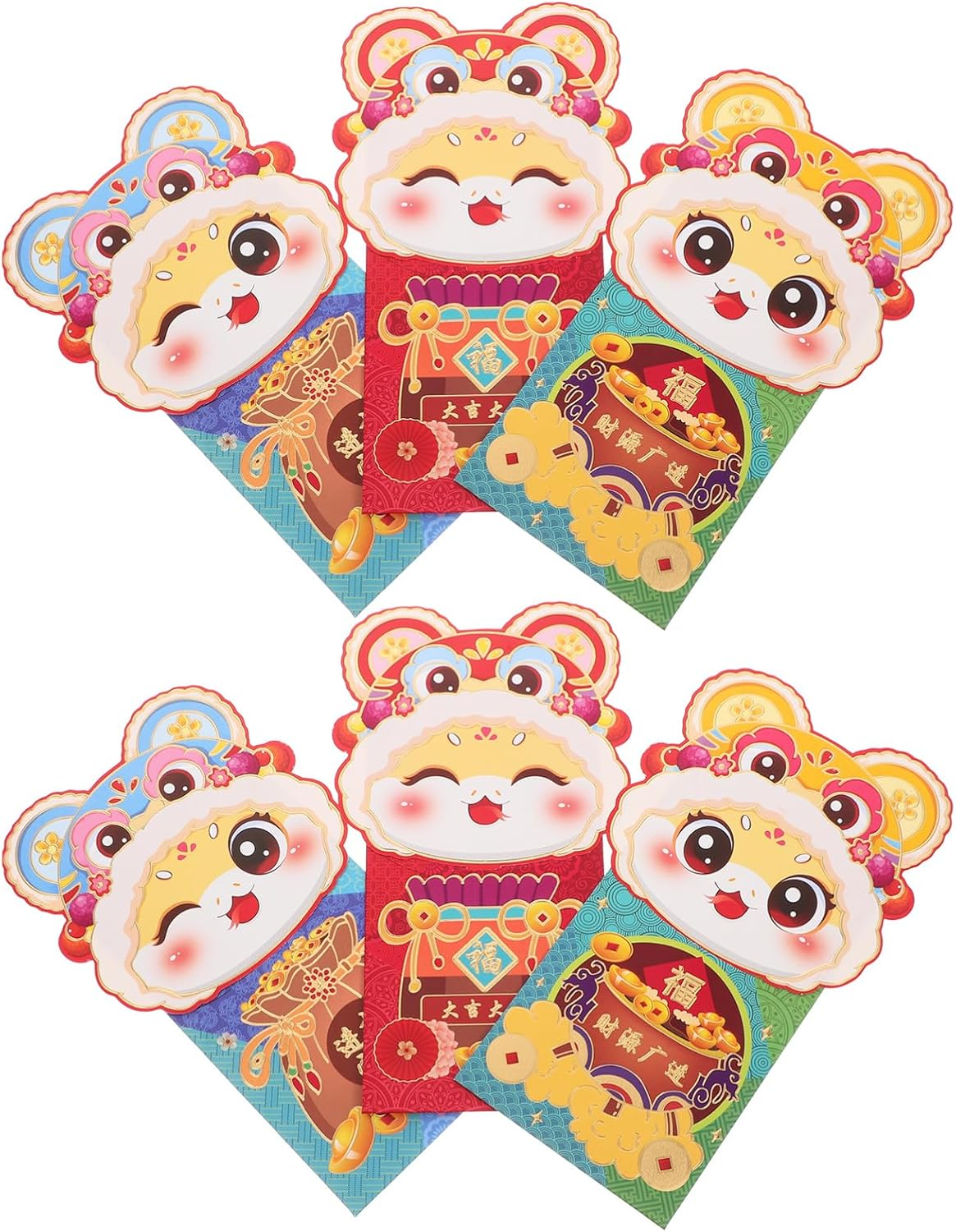 Tofficu 6Pcs Cartoon Red Envelope Bag for Lunar Year Celebrations per Pack for Boy Girl'S and Decorations Includes Wedding Money Envelopes and Birthday Money