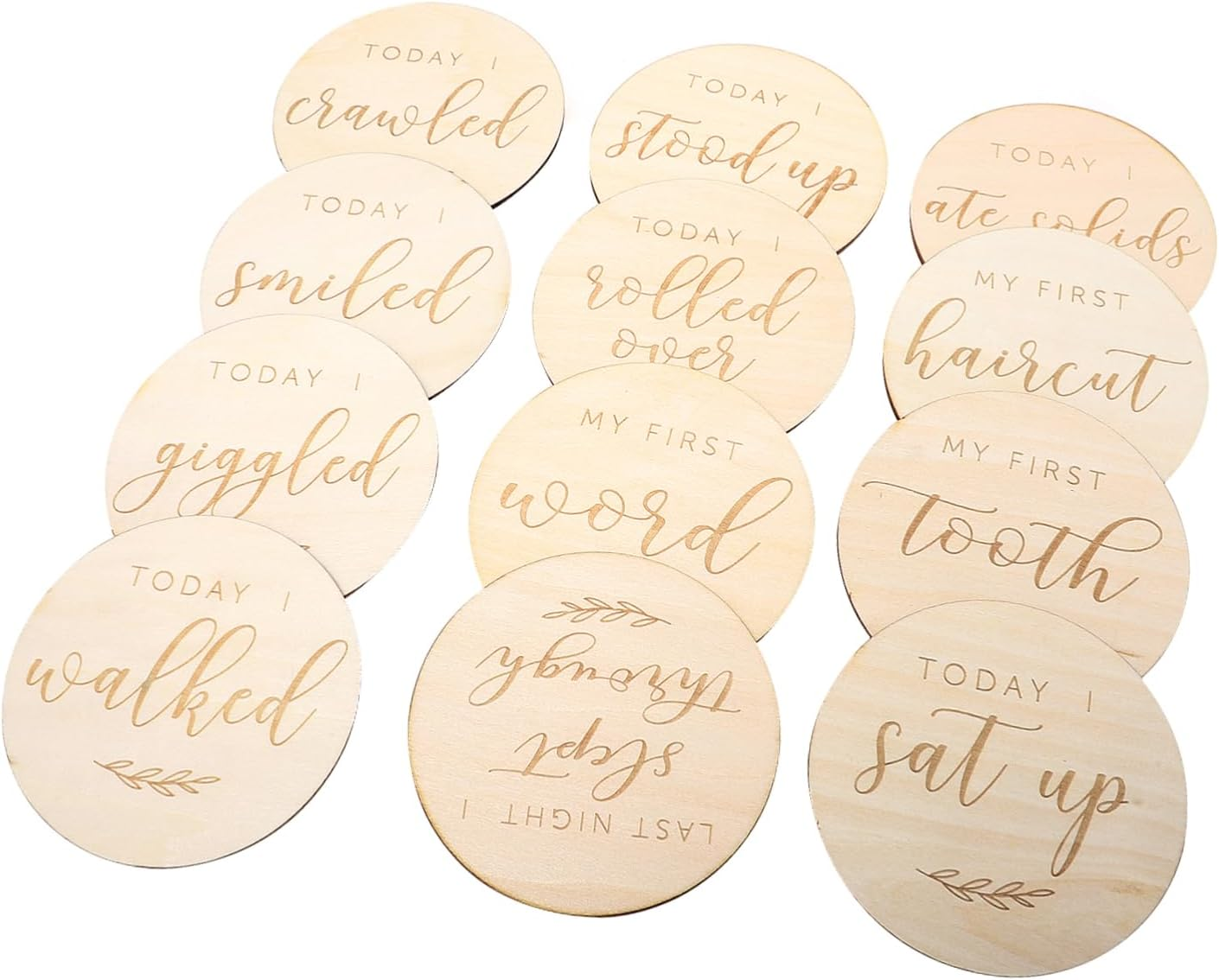 NUOBESTY 12Pcs Wooden Commemorative Card Baby Growth Cards Born Essentials for Baby Photo Prop Memory Milestone Newborn Boy Cards Hand Commemorative Growth Recording image number 6