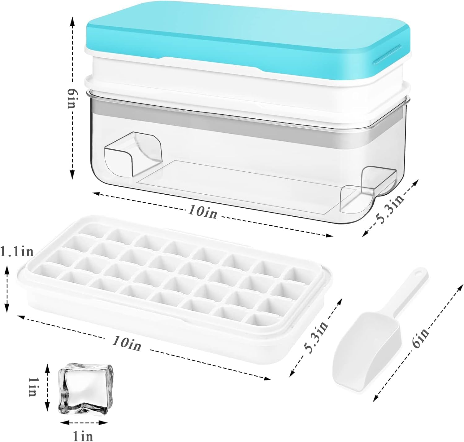 64 Cavity Ice Tray Set - Pop-Up Silicone Molds with Lids and Storage Bins, Bpa-Free Food-Grade Silicone, Including Spoon and Press Plate, Great for Parties, Get-Togethers and DIY Fun image number 4