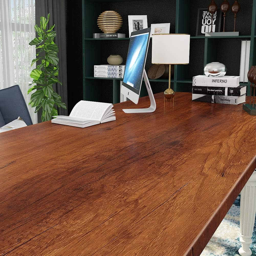 Livelynine 15.8X197 Inch Brown Wood Wall Paper Peel and Stick Kitchen Cabinet Wallpaper Adhesive Shelf Liner Wood Grain Vinyl Wrap for Cabinets Old Furniture Cupboard Wardrobe image number 1