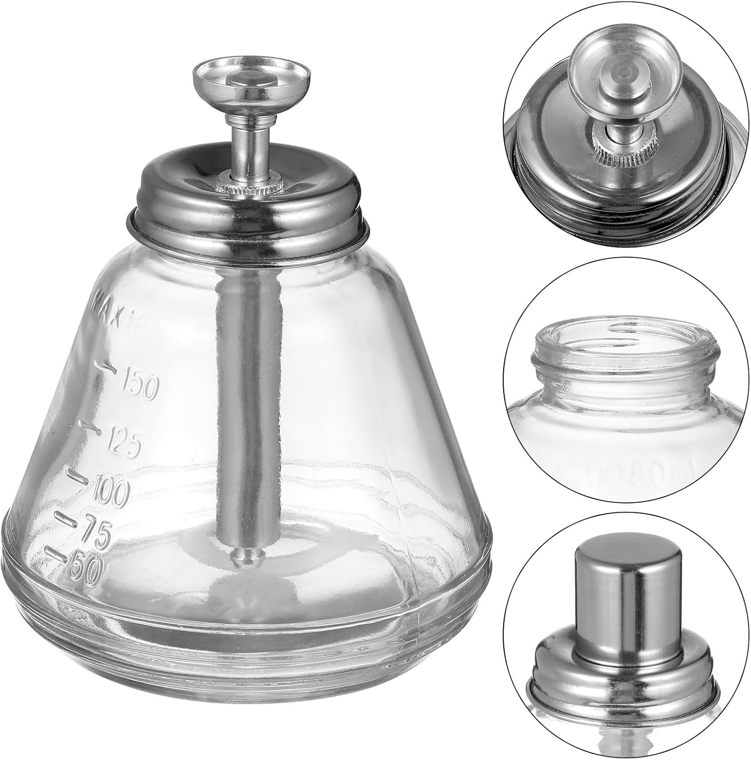 GRADENEVE Transparent Glass Push down Pump Bottle with Core Acid-Resistant Dispenser for Nail Polish Makeup Monomer and Beauty Liquids Clear Empty Glass Container for Efficient Liquid image number 5