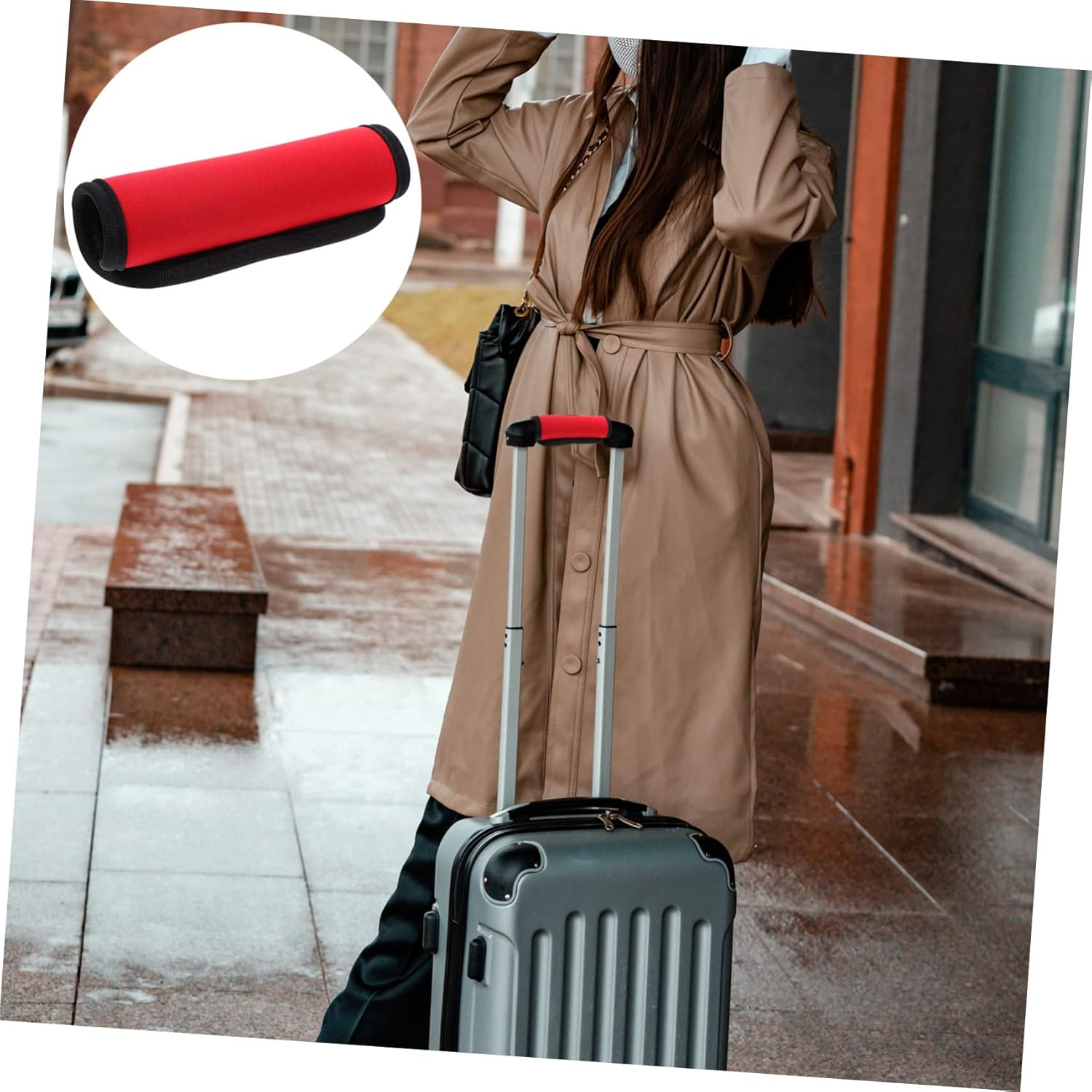 Ipetboom Luggage Suitcase Handle Wraps Neoprene Handle Covers Red Grip Sleeve Carry Travel image number 2