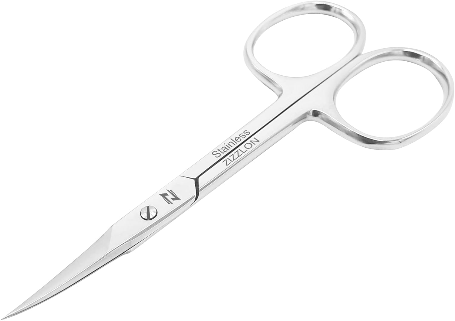 ZIZZLON Cuticle Scissors Extra Fine Curved Stainless Steel, Professional Eyebrow Scissors for Beard, Nose Hair, Eyelash, Mustache, Dry Skin - Manicure Scissors image number 2