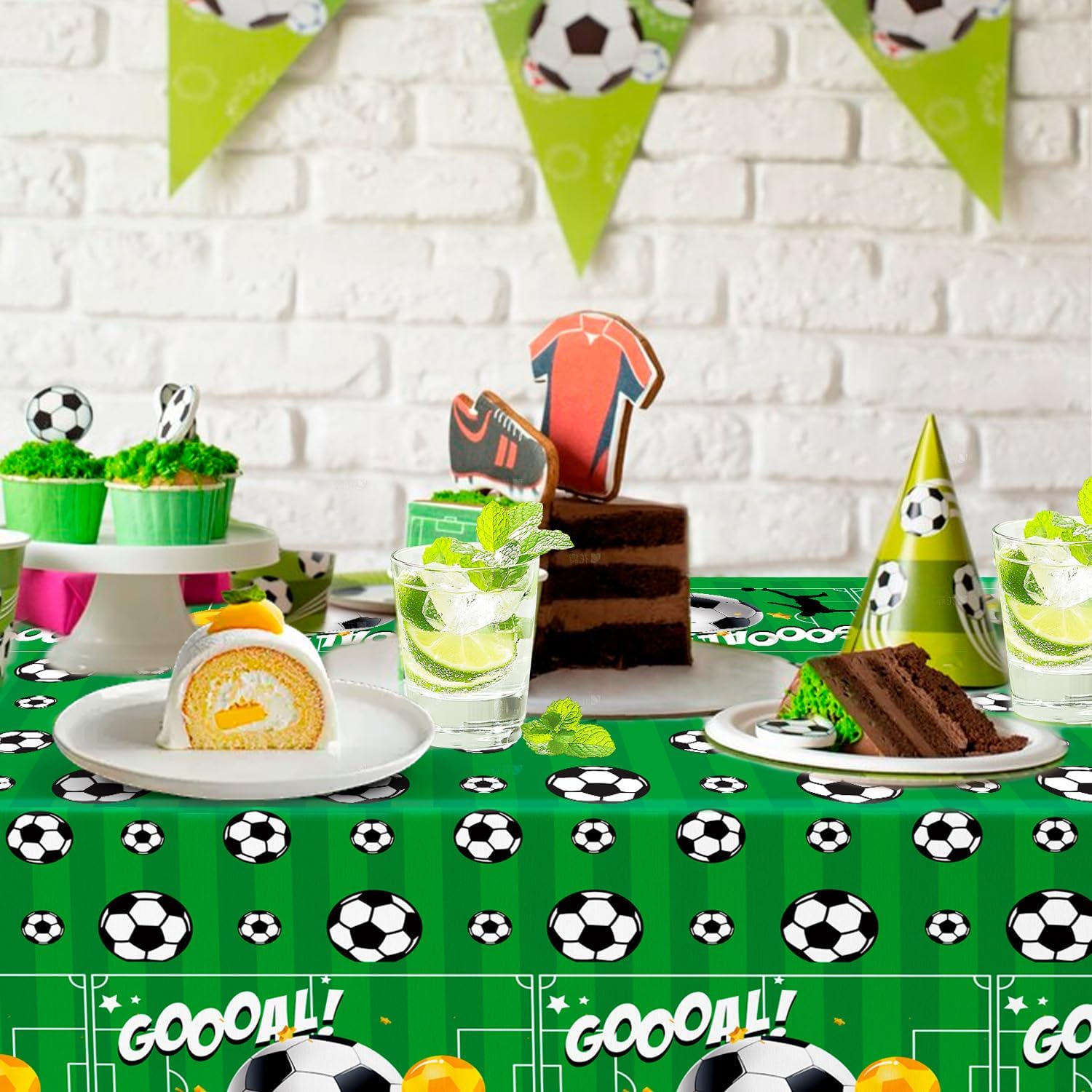 Soccer Tablecloth, 3 Pcs Soccer Party Tablecloth Set - Soccerball Party Tablecloth, Soccerball Table Covers Theme Table Cloth, for Party Birthday Decorations