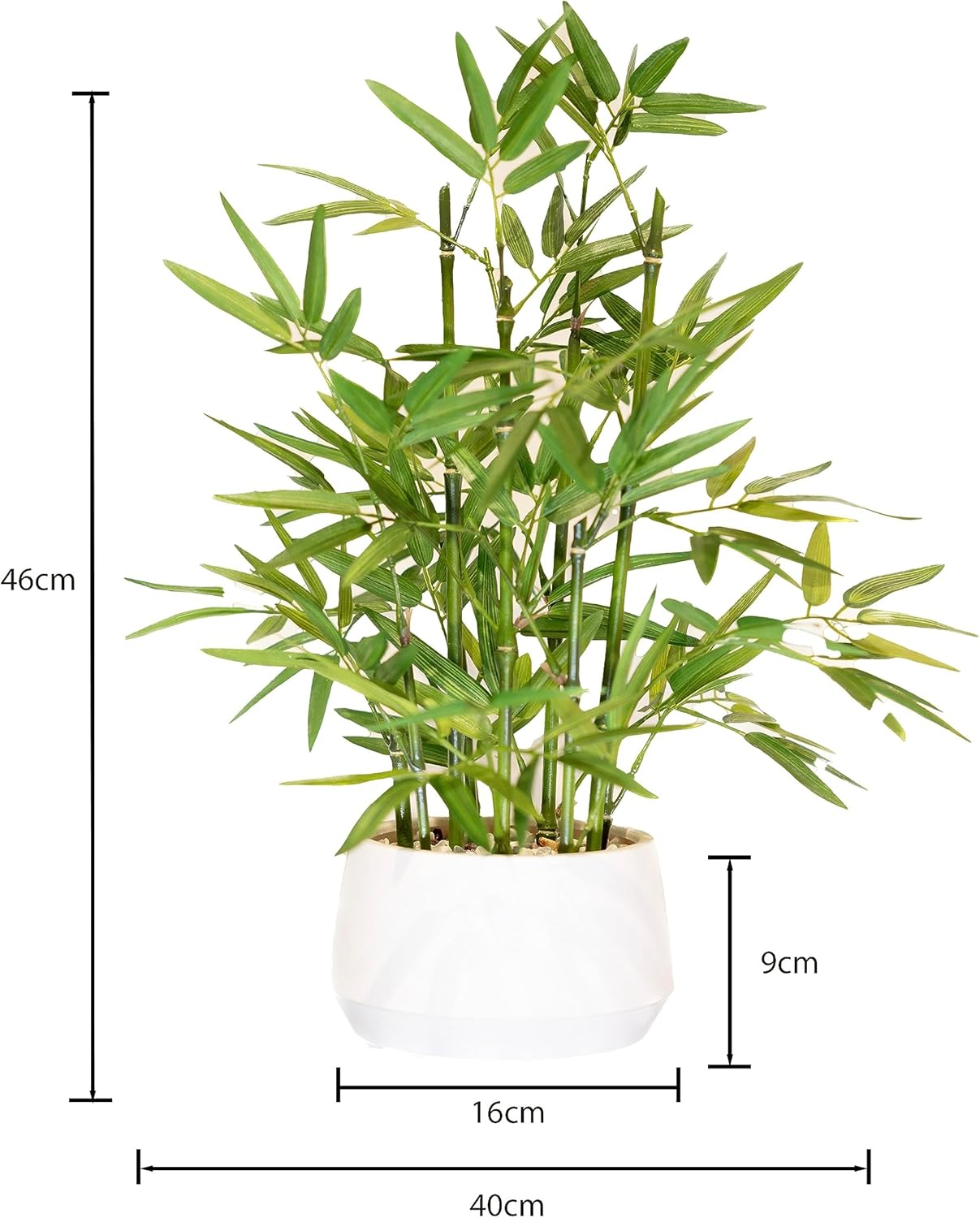 365 Blooming Decor 18" White Potted Faux Bamboo Plant- Luxury Artificial Bamboo Tree in White Pot for Home, Office, Kitchen, Counter Top, Indoor Decor, Money Tree, Lucky Bamboo Tree image number 2