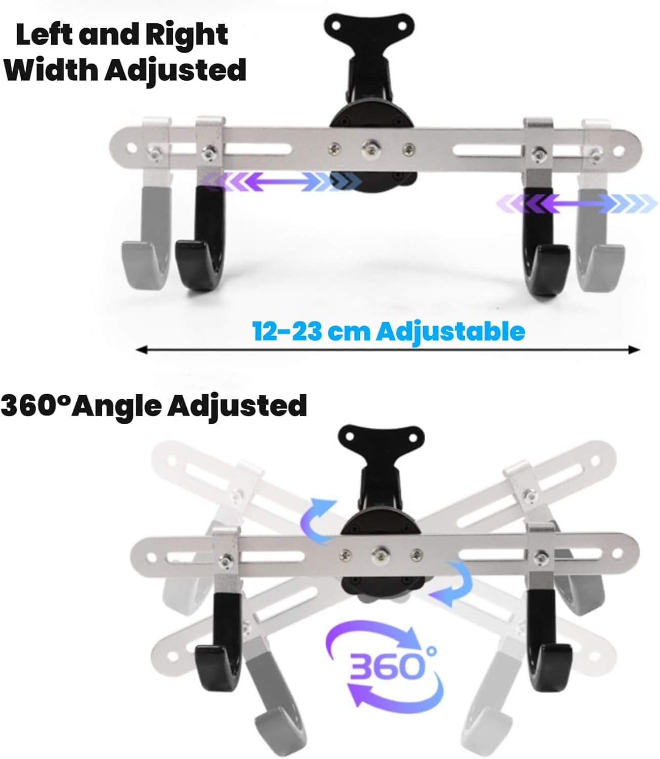 Bike Wall Mount - Horizontal Storage Rack for Hanging Bicycles at Home or in the Garage - Adjustable Bike Hanger and Holder - Wall-Mounted Bike Rack Hooks for Mountain Road and Hybrid image number 6
