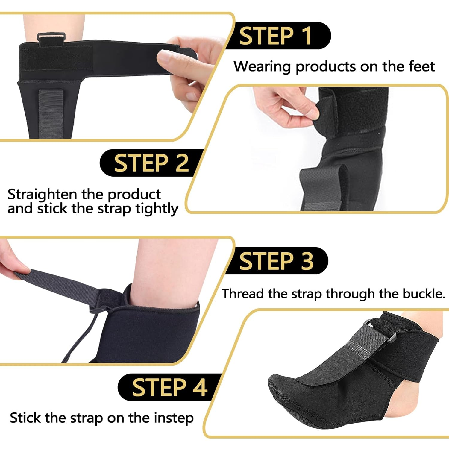 Yitexin Plantar Fasciitis Night Splint, Adjustable Plantar Fasciitis Relief Brace, Dorsal Night Splint for Plantar Fasciitis Women Men, Plantar Fasciitis Boot for Achilles Tendonitis Drop Foot (Black, L) image number 3