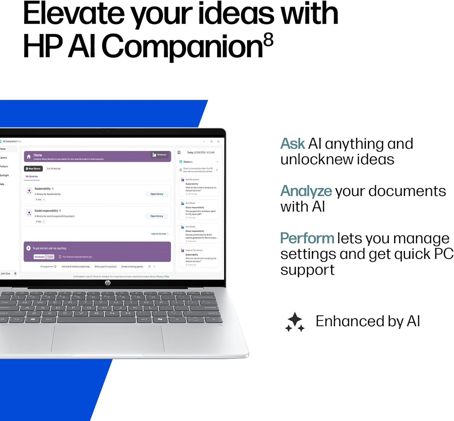 HP Omnibook 5 Next Gen AI 16" Laptop, 2K OLED Display, Qualcomm&reg; Snapdragon&reg; X Processor, 16GB RAM, 512GB SSD, Windows 11 Home, Glacier Silver, C42DWPA image number 5