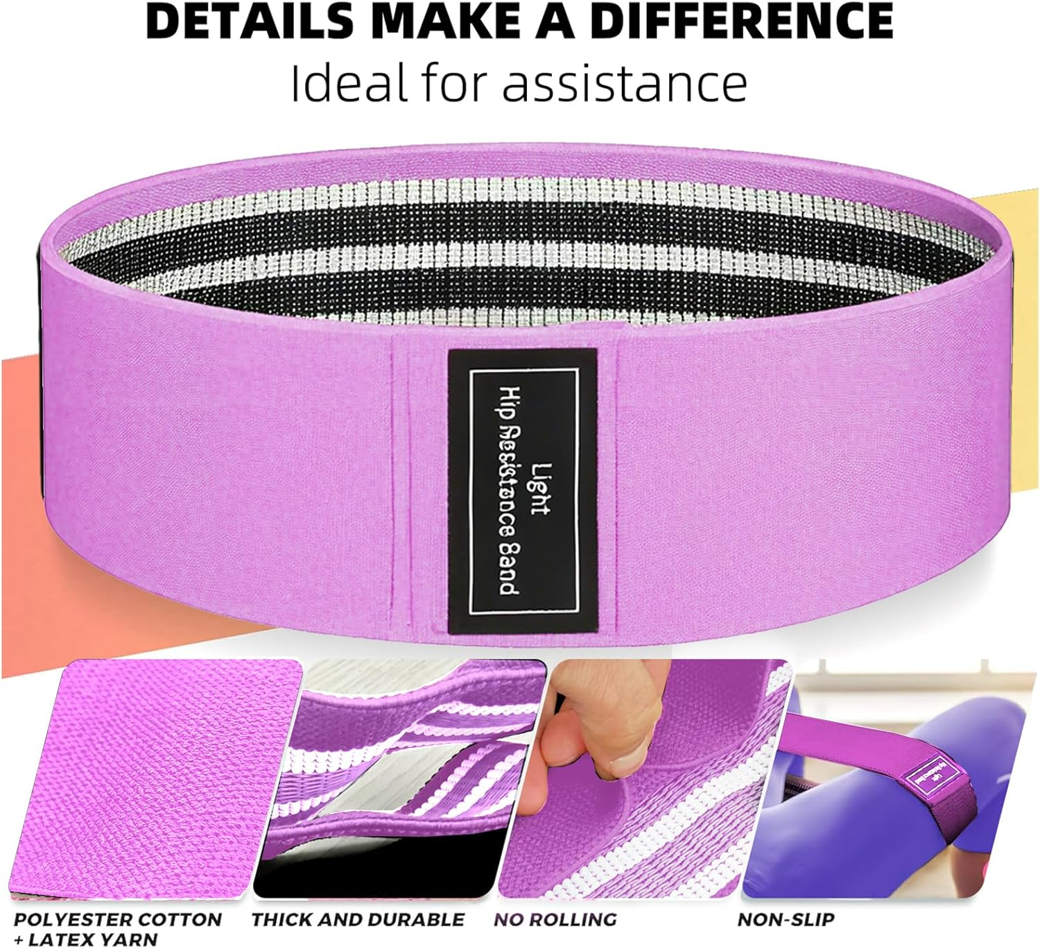 Resistance Bands Set of 3 - Premium Fabric Exercise Bands for Legs, Glutes & Hip Training, Non-Slip Workout Loops for Squats, Booty Building & Fitness, Ideal for Women & Men image number 3