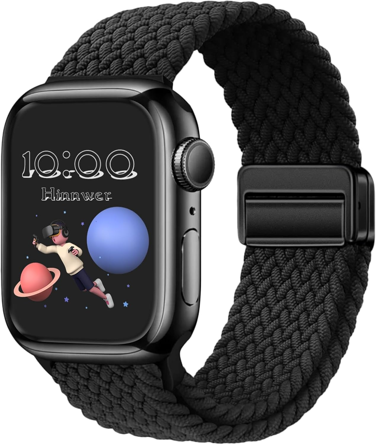 Hinnwer Geflochten Armband F&uuml;r Apple Watch Armband 46Mm 44Mm 42Mm 38Mm 40Mm 41Mm Damen Herren, Elastisch Nylon Stoff Band Mit Magnetisch Verschluss F&uuml;r Iwatch SE 2 SE Series 10 9 8 7 6 5 4 3 2 1