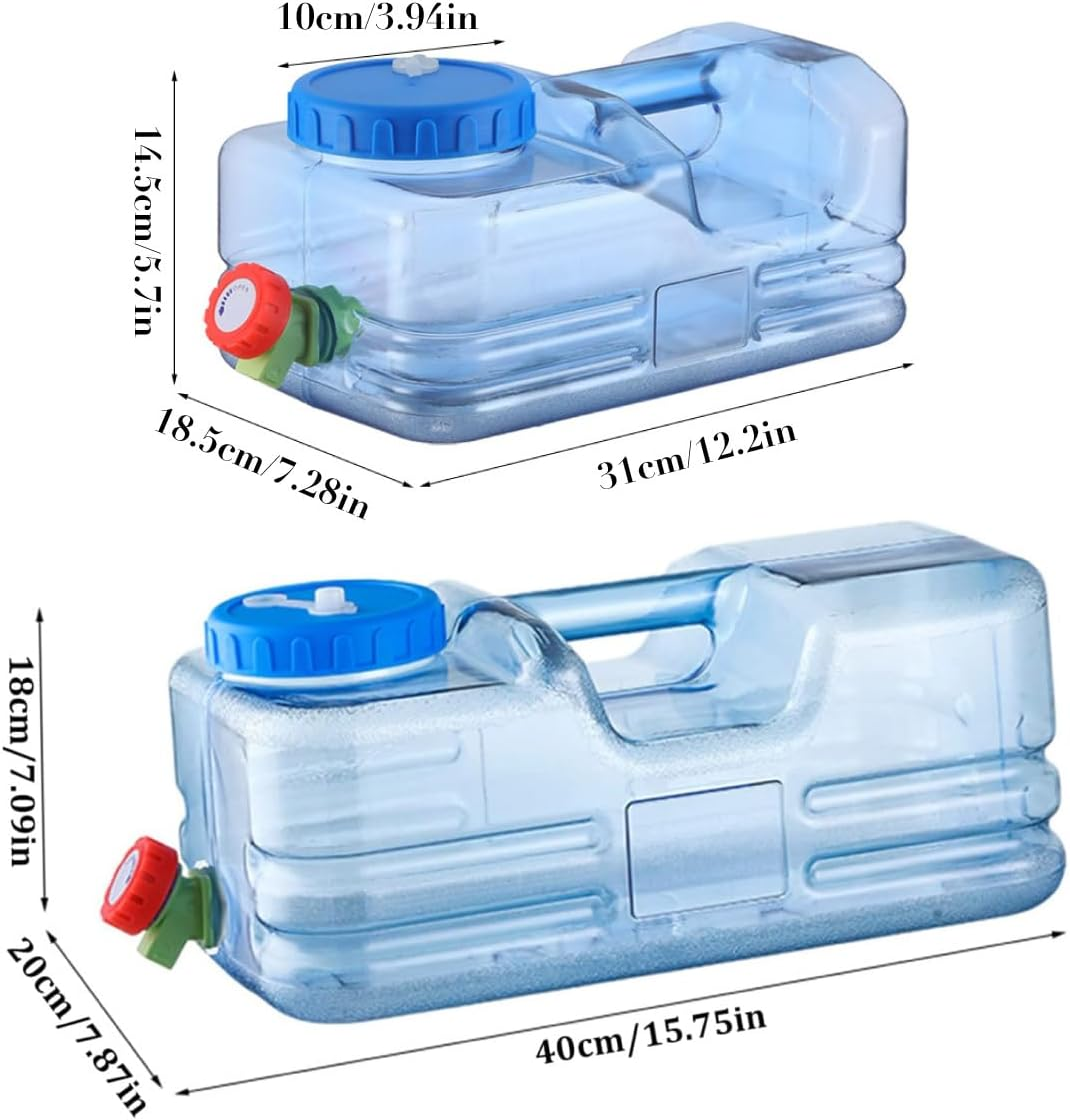 AIMALL 2.64 & 1.32 Gallon Low Flat PC Water Storage Buckets with Tap, Ergonomic Handle, Wide Mouth, for Outdoor Camping Self-Driving Travel Tea Set Drinking Use &ndash; Blue image number 2