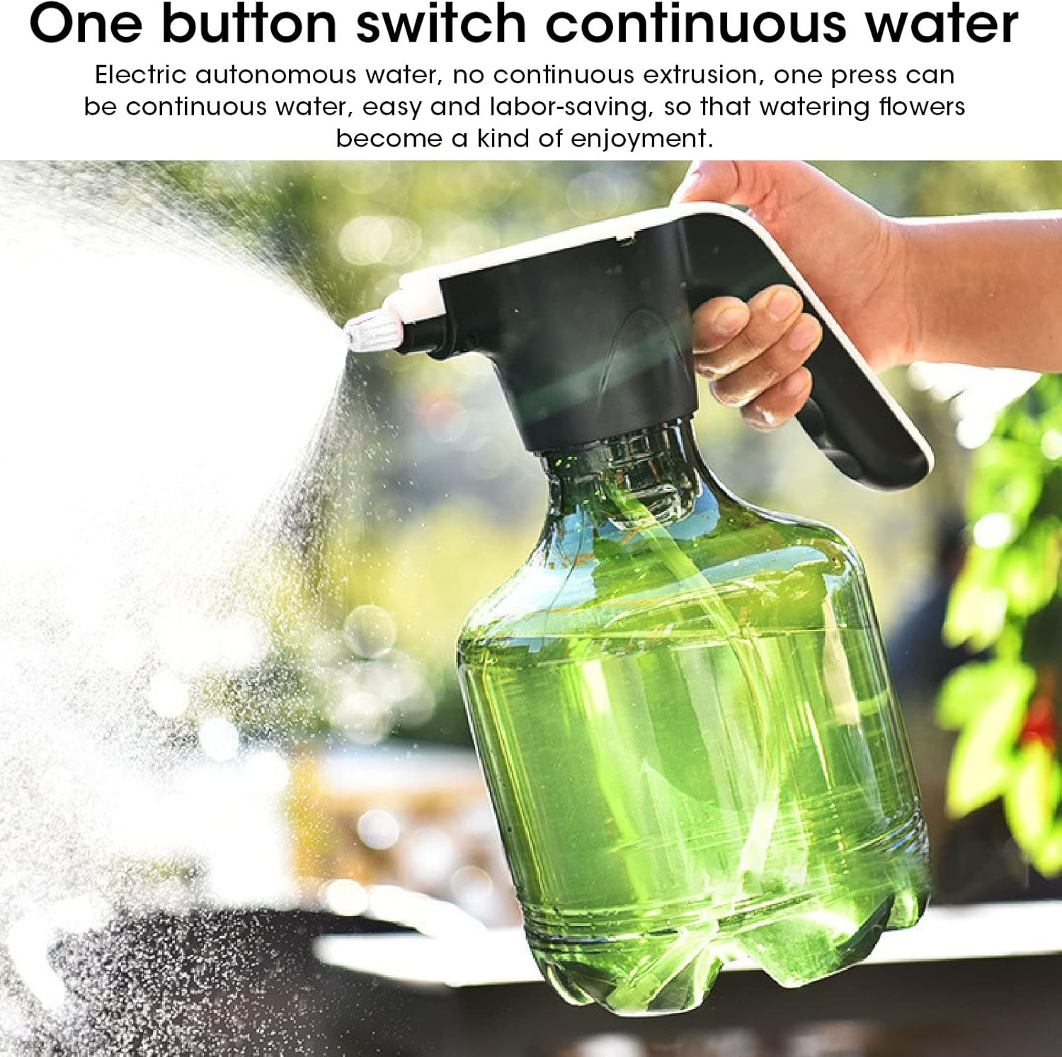 Automatic Garden Sprayer Bottles, Electric Watering Plant Spray Bottle Rechargeable 800 Mah Automatic Spray Rotating Nozzle for Garden (Green) image number 1