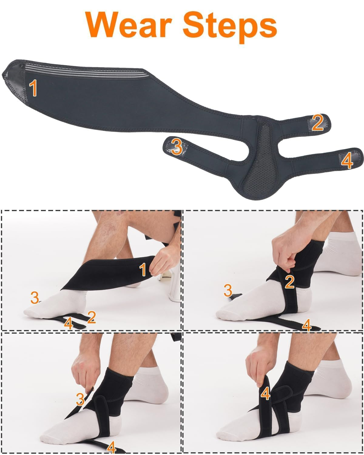 Foot Drop Brace, Improve Walking Gait, Effective Relieve Pain, Adjustable Foot Orthosis Brace Support for Sleep, Plantar Fasciitis, Drop Foot Braces for Walking with Shoes (Black-Right, One Size) image number 1