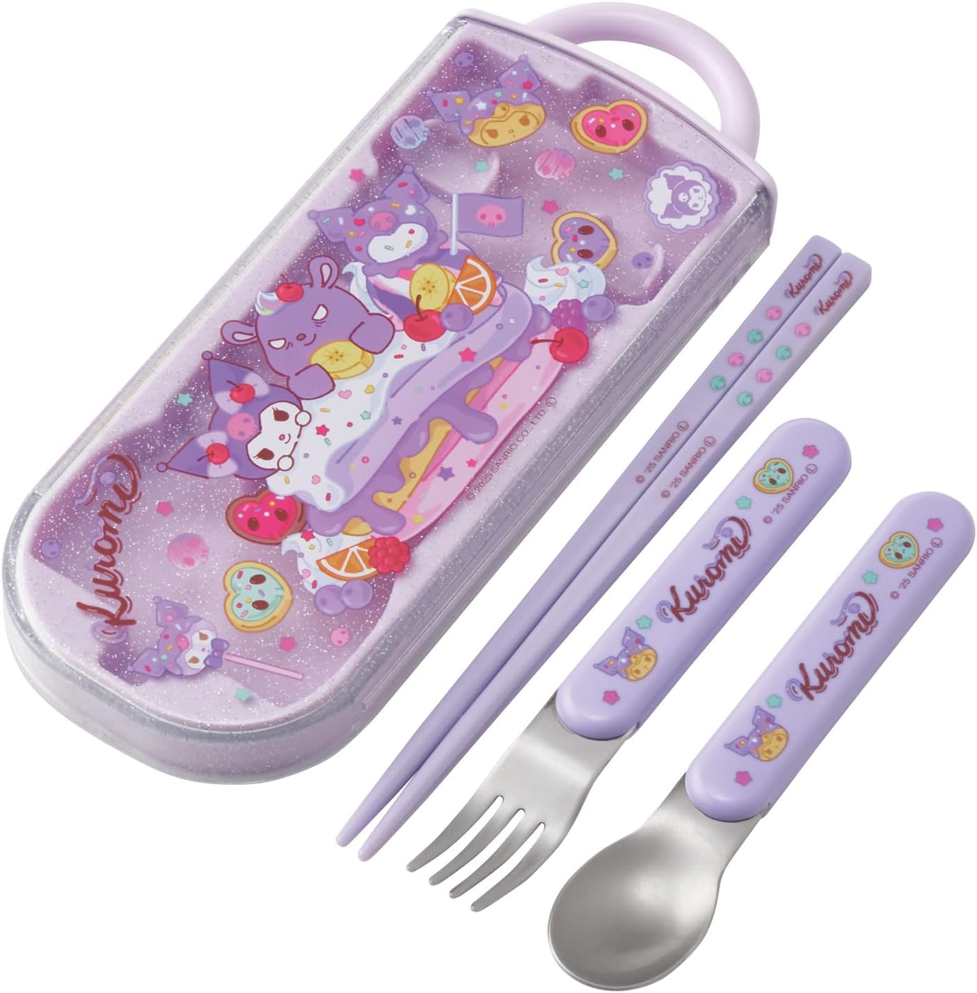 Skater TACC2-A Children'S Trio Set Chopsticks, Spoon, Fork, 6.5 Inches (16.5 Cm), Sanrio Kurumi Fancy Snacks Weets, Girls image number 6