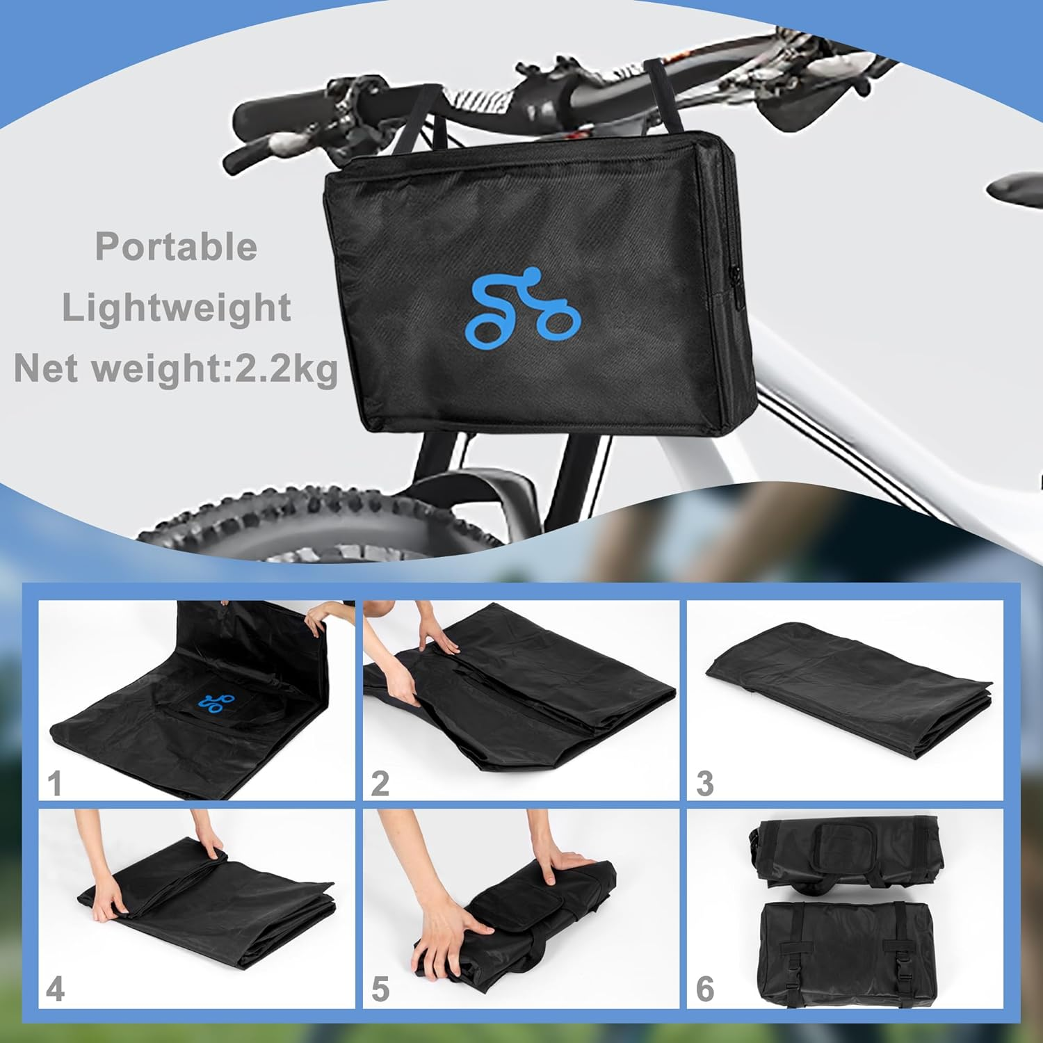 AIWFL Folding Bike Travel Bag Waterproof Bicycle Travel Carrying Case Outdoor Bike Transport Bag for Air, Train Travel Bicycle Storage Bag for 26-29 Inch Bike image number 3