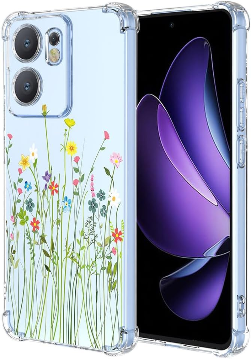 SEAHAI Case for Oppo Reno 13 FS (Oppo Reno 13F 5G/4G), Colourful Beautiful Flowers Ultra Thin Transparent Mobile Phone Case Soft Silicone TPU Bumper Shockproof Case Protective Cover - Vines - Falling Flower image number 3