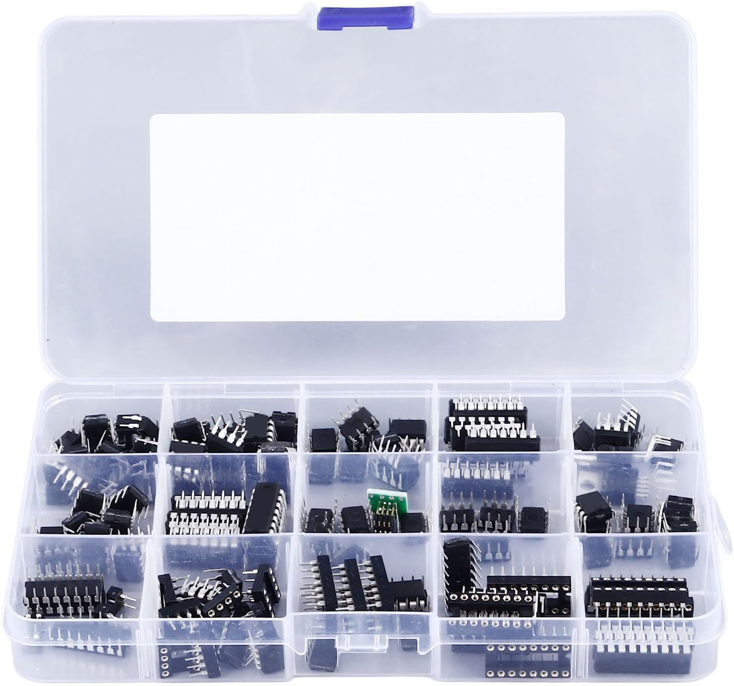 Cryfokt 150 Pcs 10 Types Flat Pin IC Chips Assortment Kit with Store Case for Electronic Equipment Integrated Circuit Chip Assortment Kit image number 6