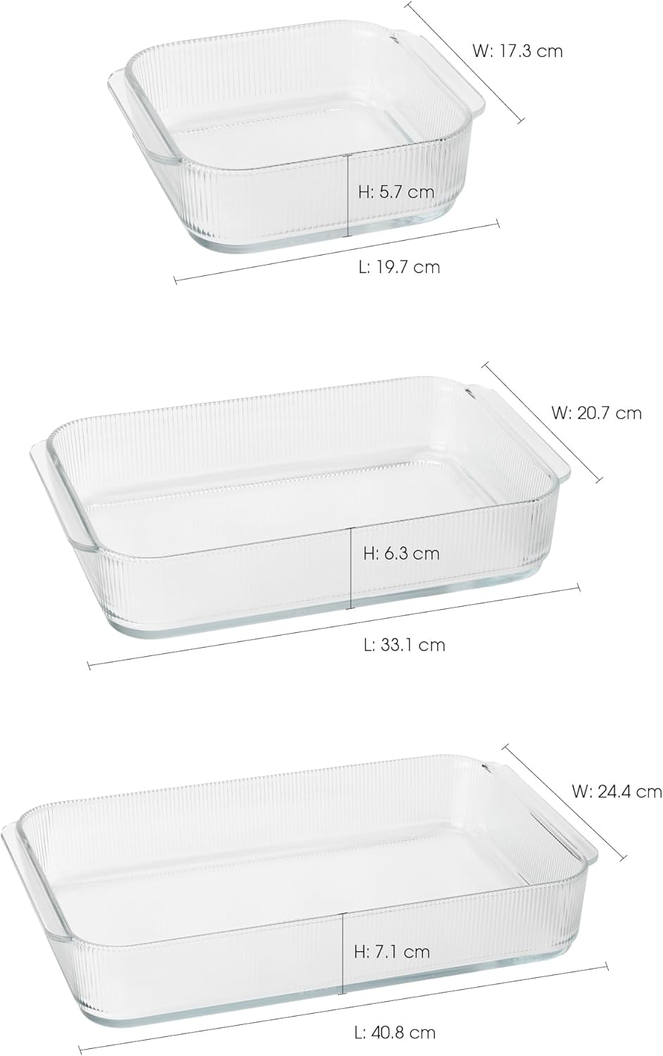 Stelton Pilastro Ribbed Oven-Safe Glass Bowl, Casserole Dish for Lasagne, Gratin, Pastries, Transparent, Dishwasher Safe, L 40.8 Cm image number 3