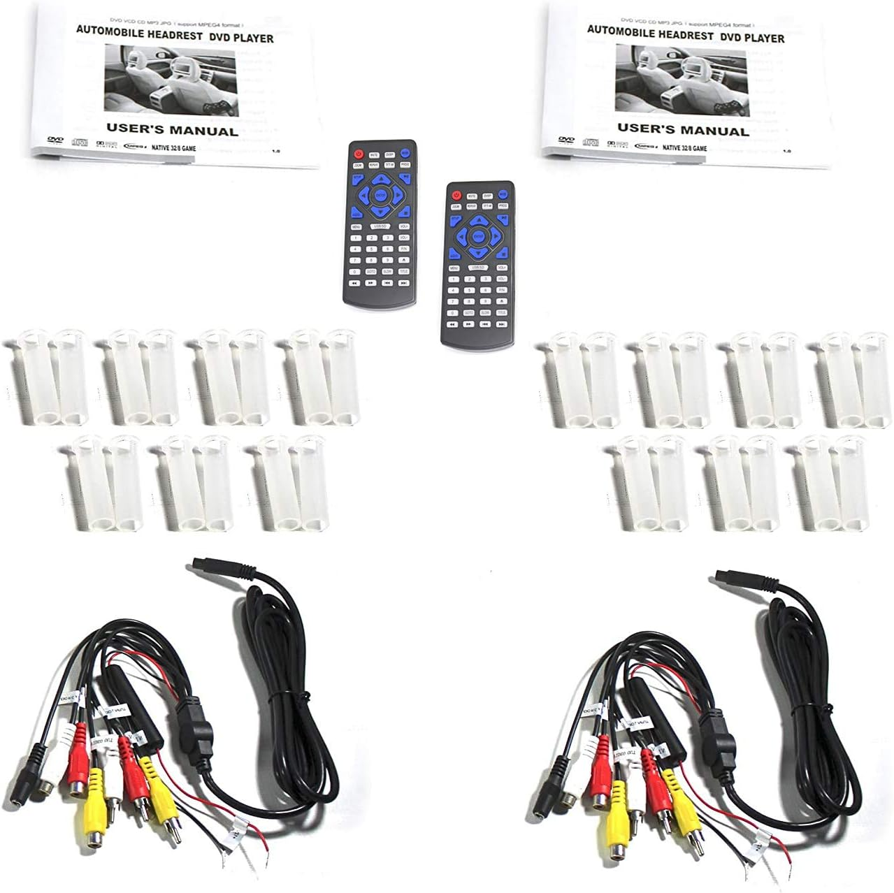 Elinz Headrest 2X10.1 HD Car Monitor Pillow HDMI DVD Player 1024X600 IR FM SD USB 2X Headphones Will Fit All Cars Easy Installations (Beige) - Beige image number 3