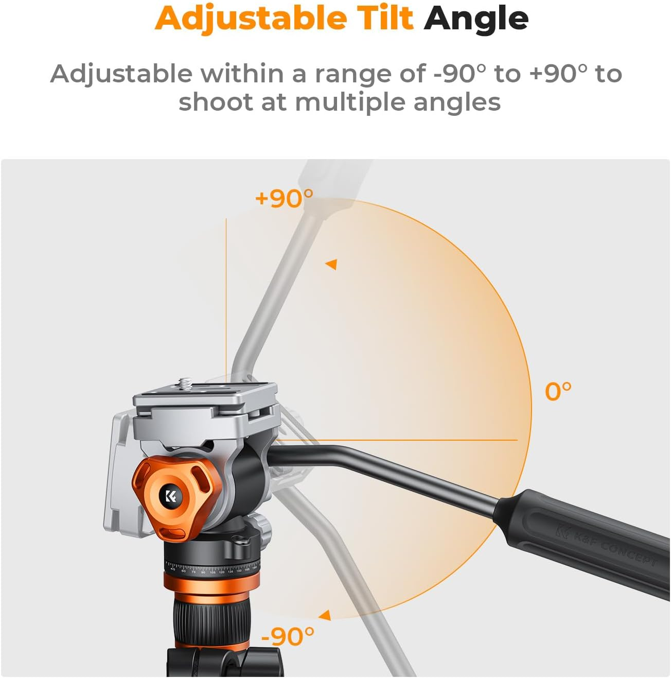 Tripod Head, K&F Concept FH-03 Fluid Head, Tripod Head for Tripod, Video Head with Arca-Swiss Quick Release Plate, Damping Head Compatible with Dslrs, Mirrorless Cameras, Film Cameras, Load up to 5 Kg