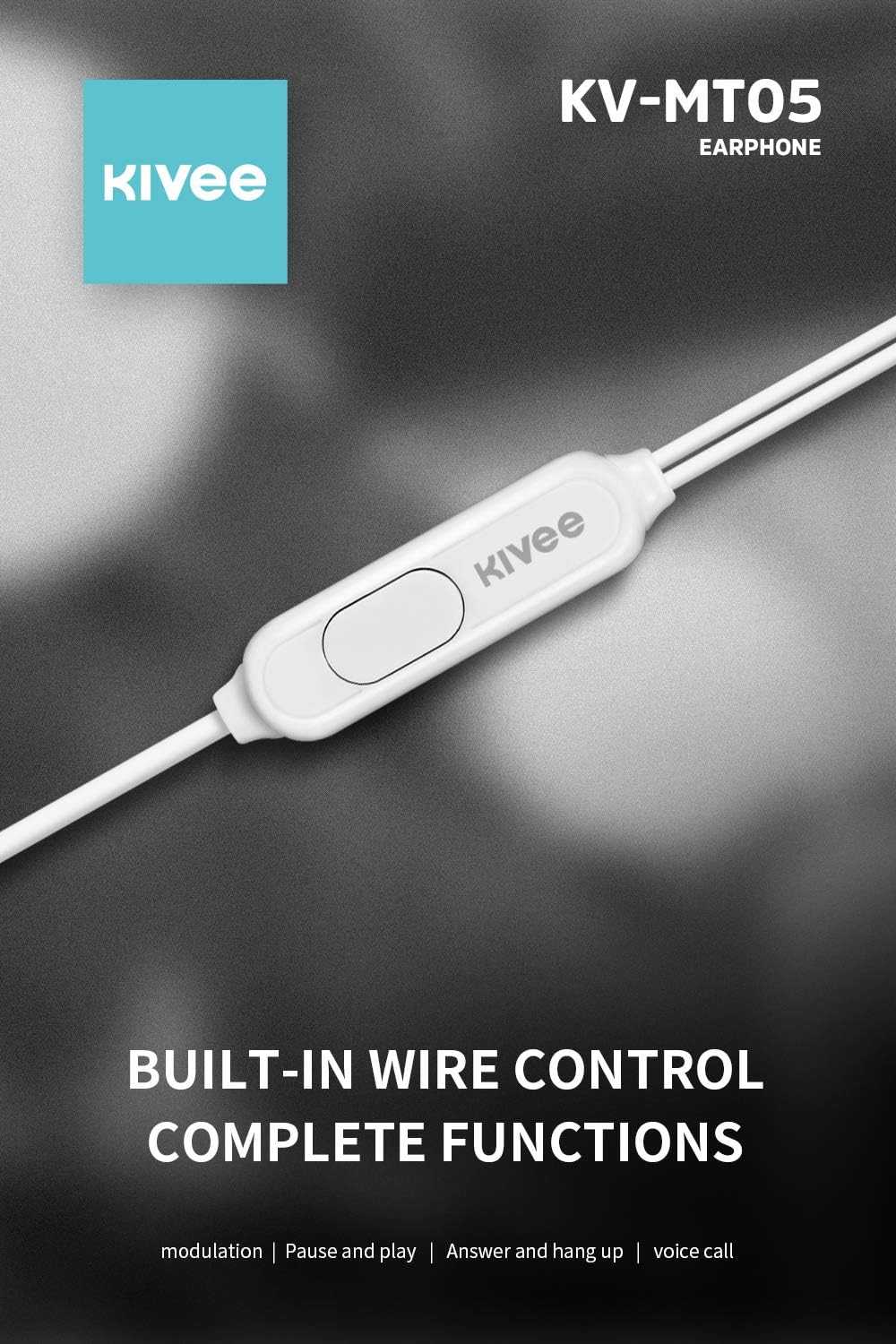 KIVEE MT05W Earphone 3.5Mm 1.2M White image number 1